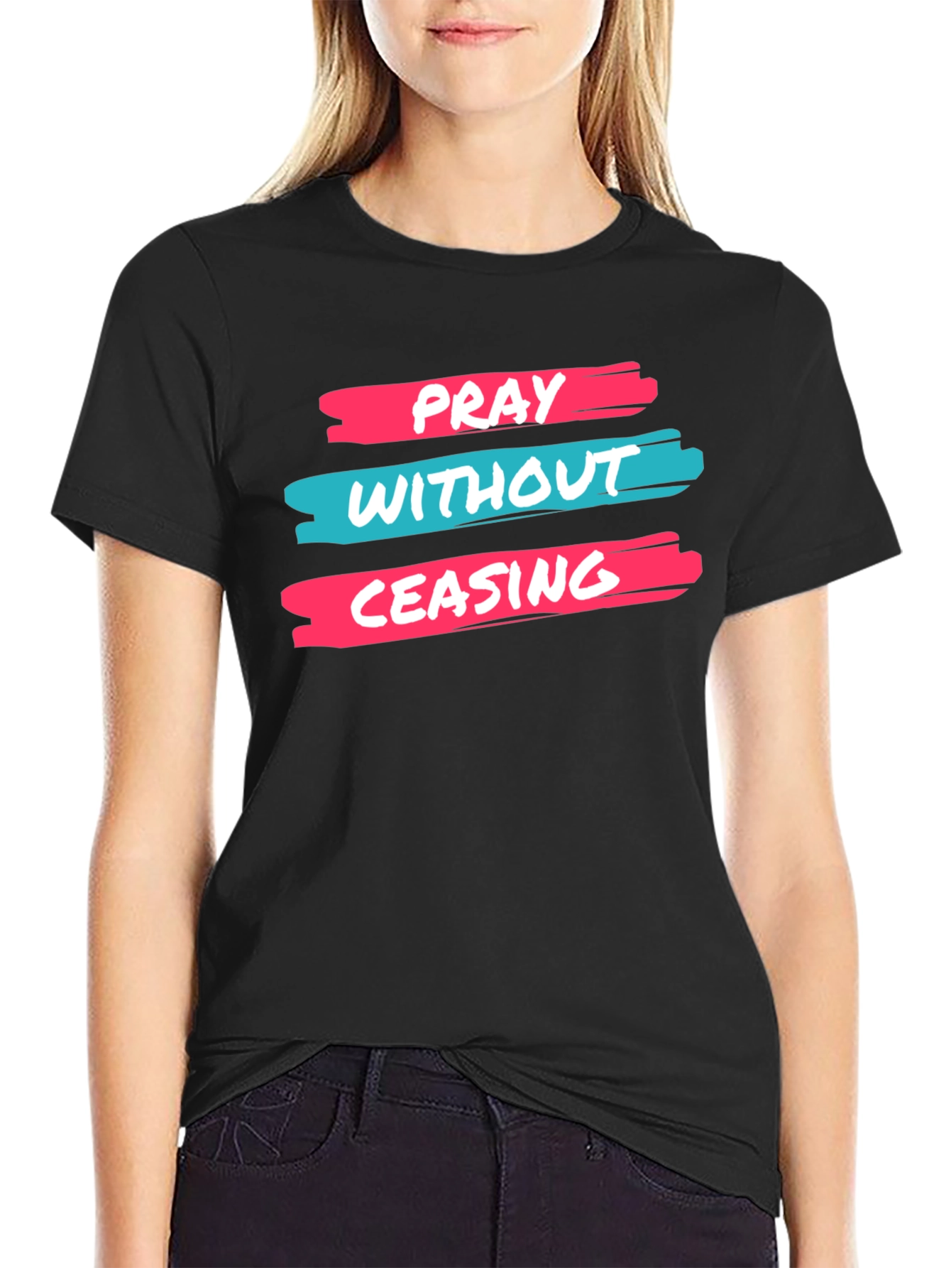 Pray Without Ceasing Black Graphic Tee