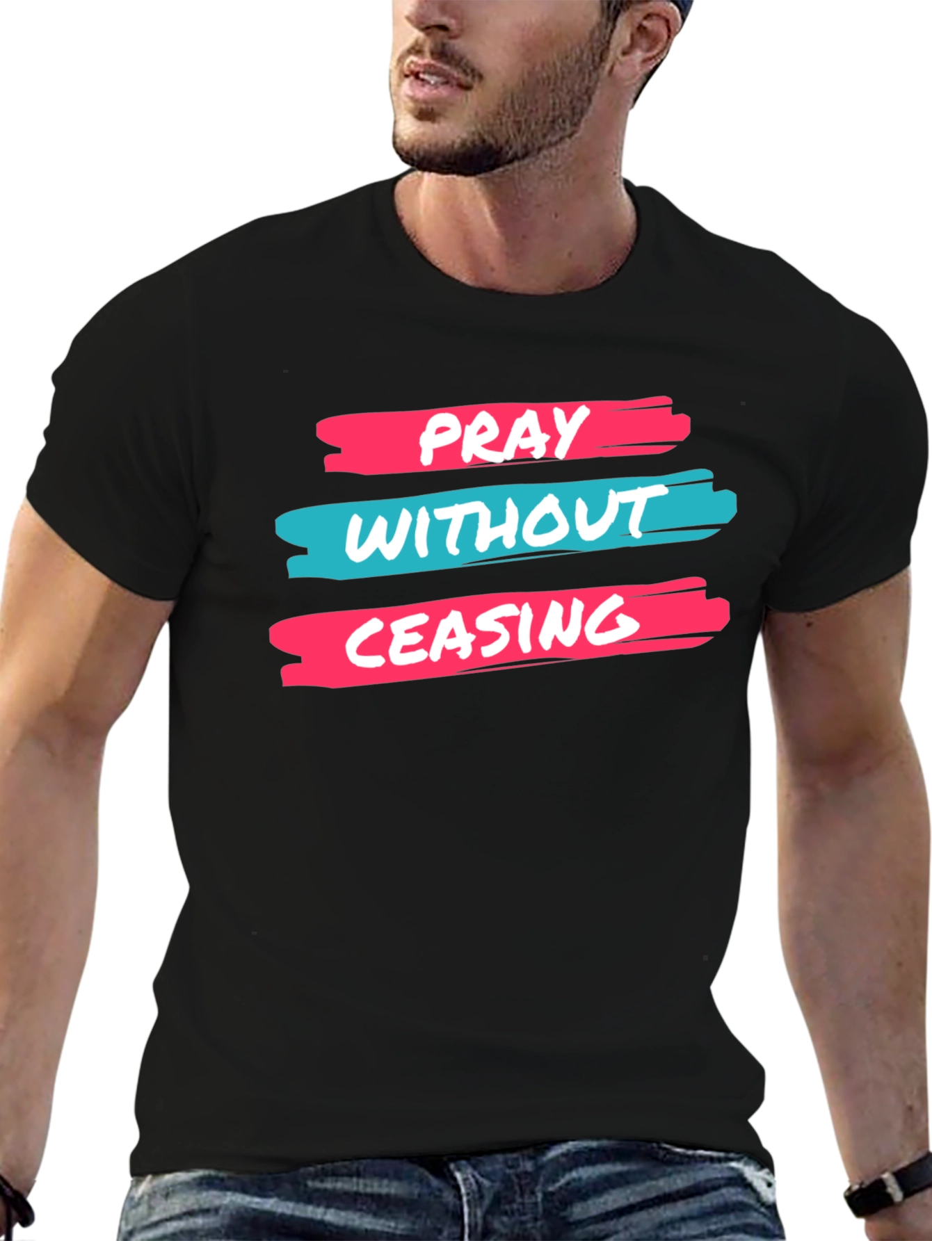 Pray Without Ceasing Black Graphic Tee