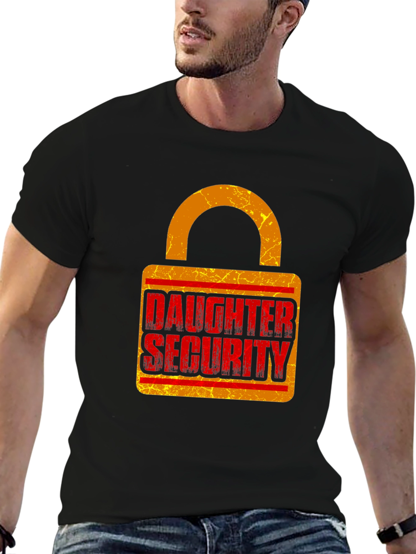 Daughter Security Lock Graphic Tee - Protective Dad Gift