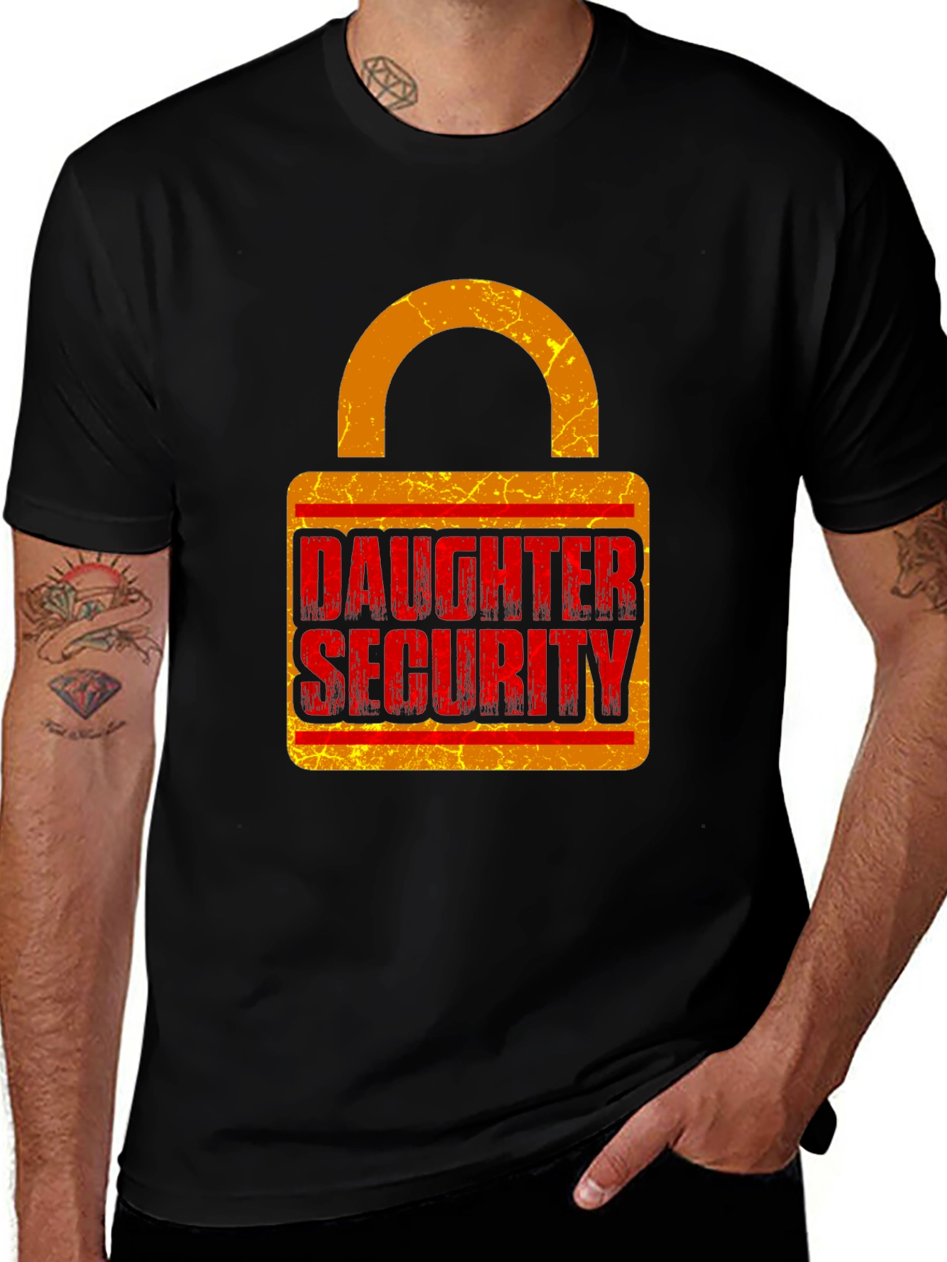 Daughter Security Lock Graphic Tee - Protective Dad Gift