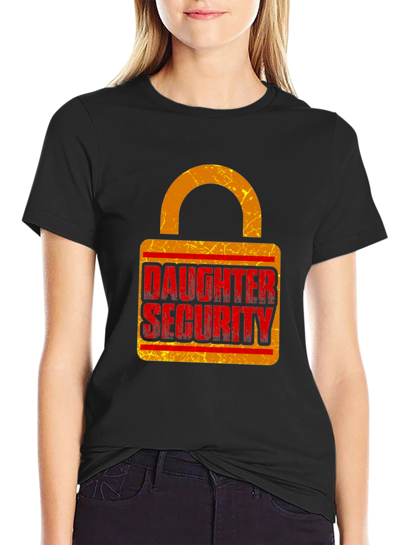 Daughter Security Lock Graphic Tee - Protective Dad Gift