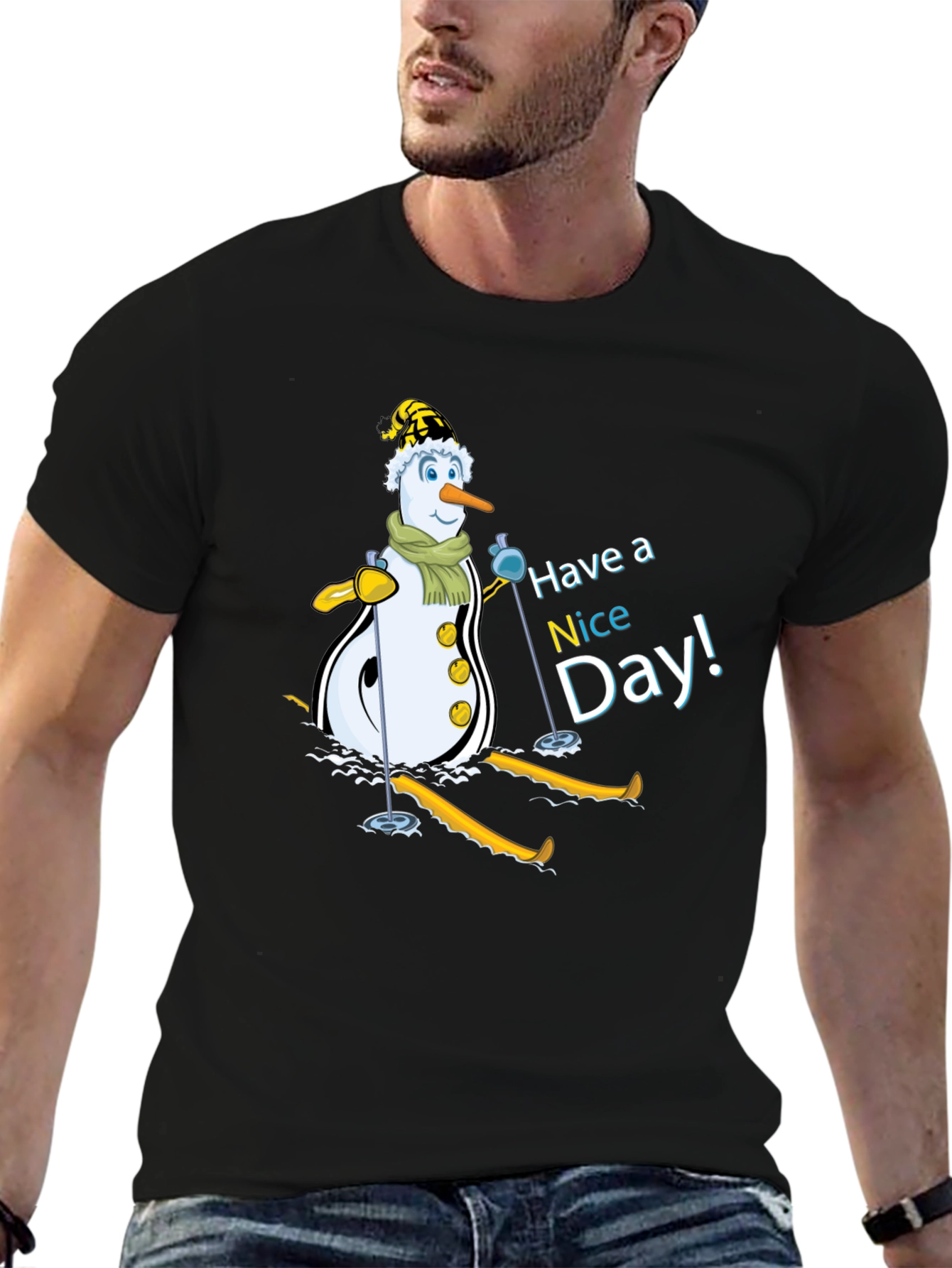 Snowman Skiing T-Shirt - Have a Nice Day!