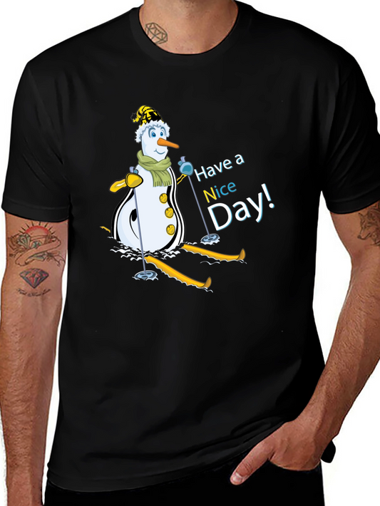Snowman Skiing T-Shirt - Have a Nice Day!