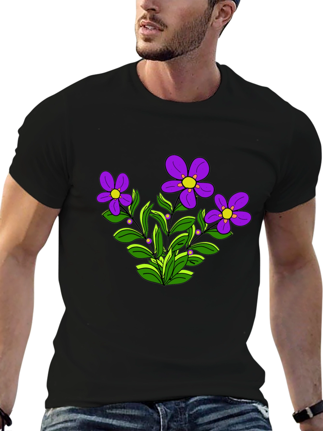 Floral Graphic T-Shirt - Purple Flowers