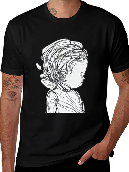 Abstract Baby Line Art Black T-Shirt