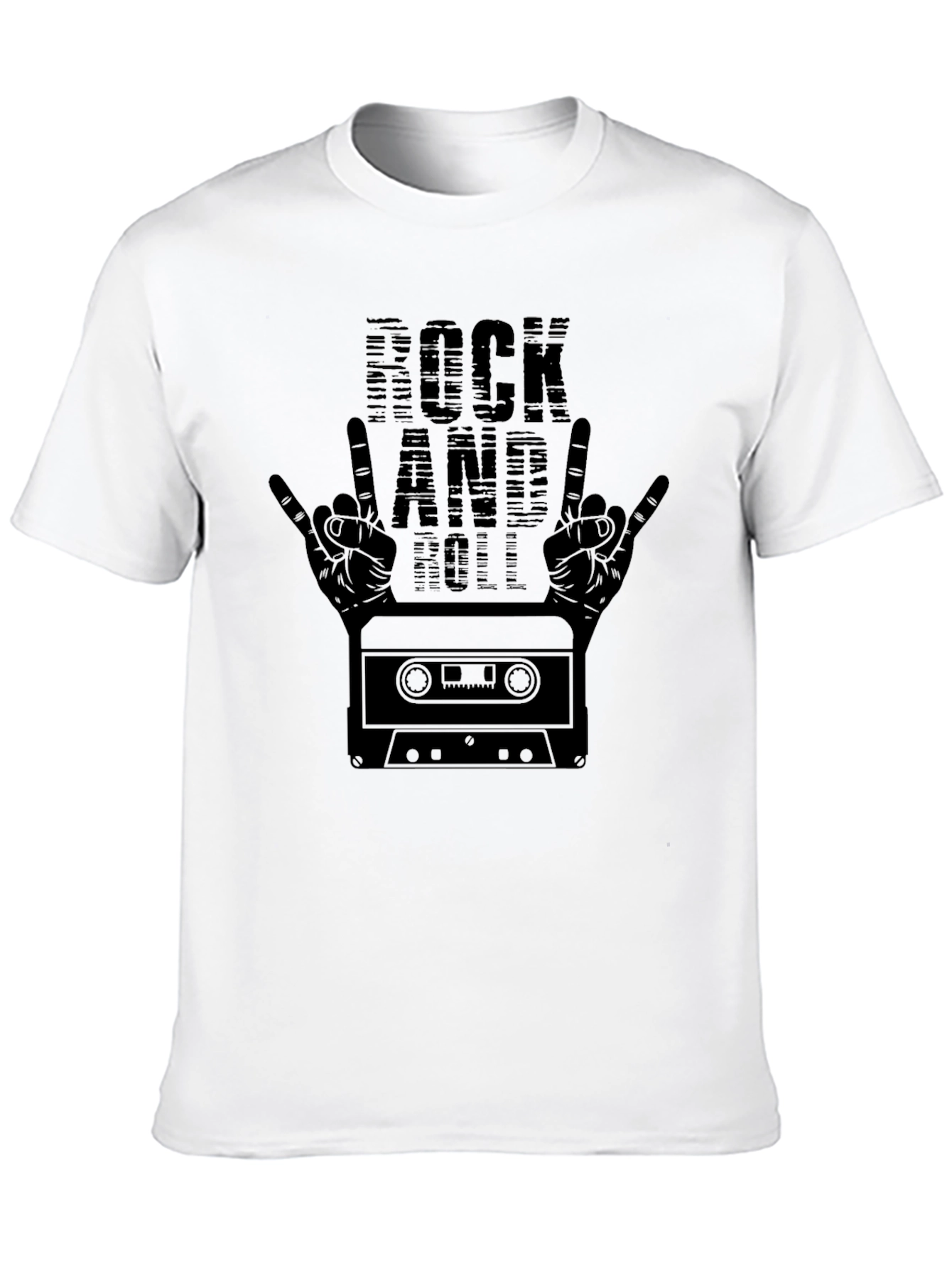 Rock and Roll Cassette Tape Graphic Tee - Black