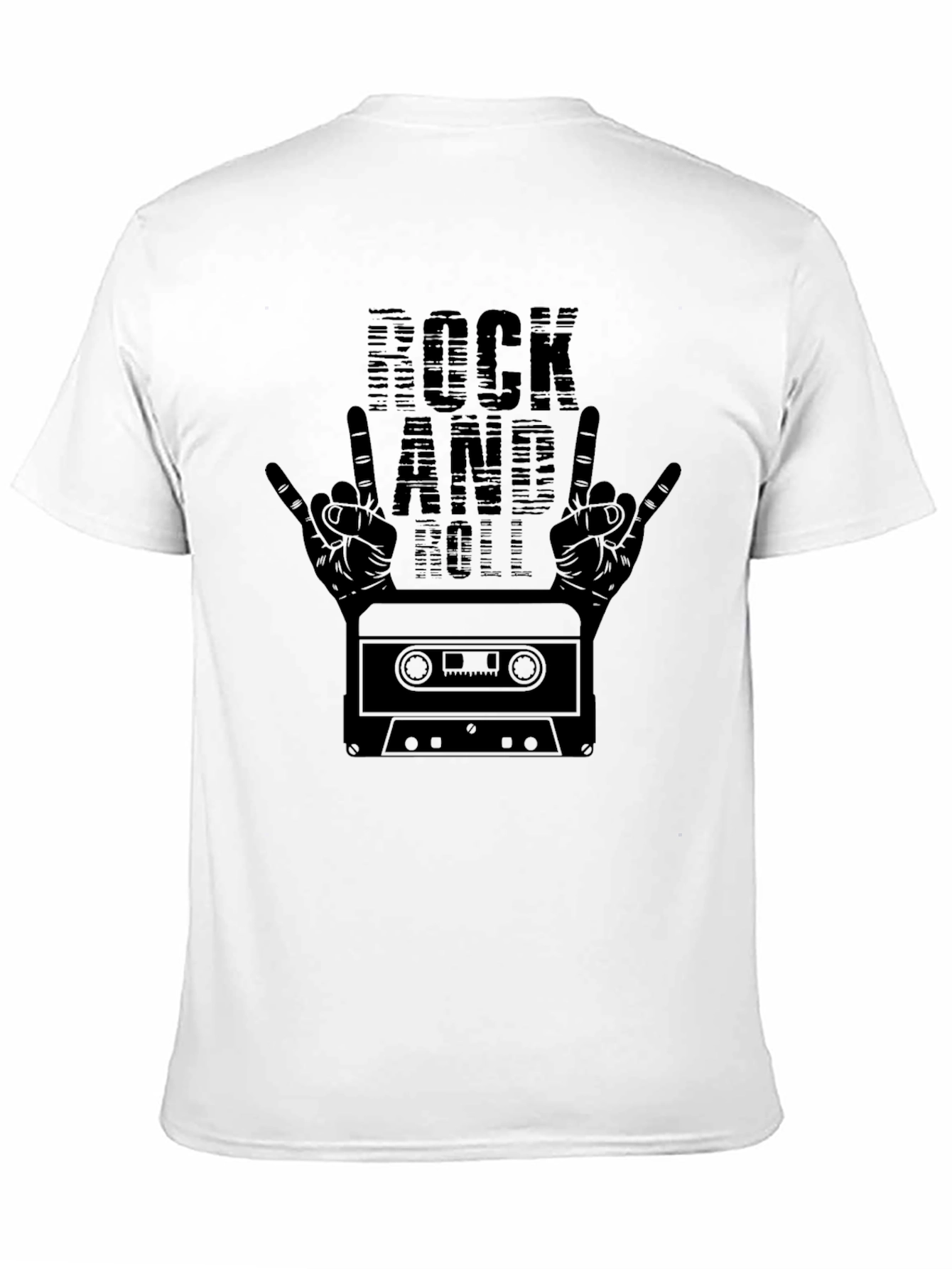 Rock and Roll Cassette Tape Graphic Tee - Black