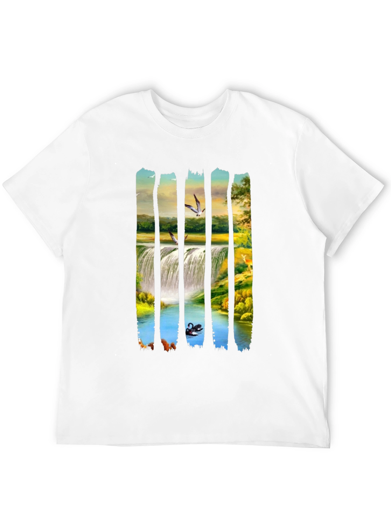 Waterfall Scene Graphic Black Tee