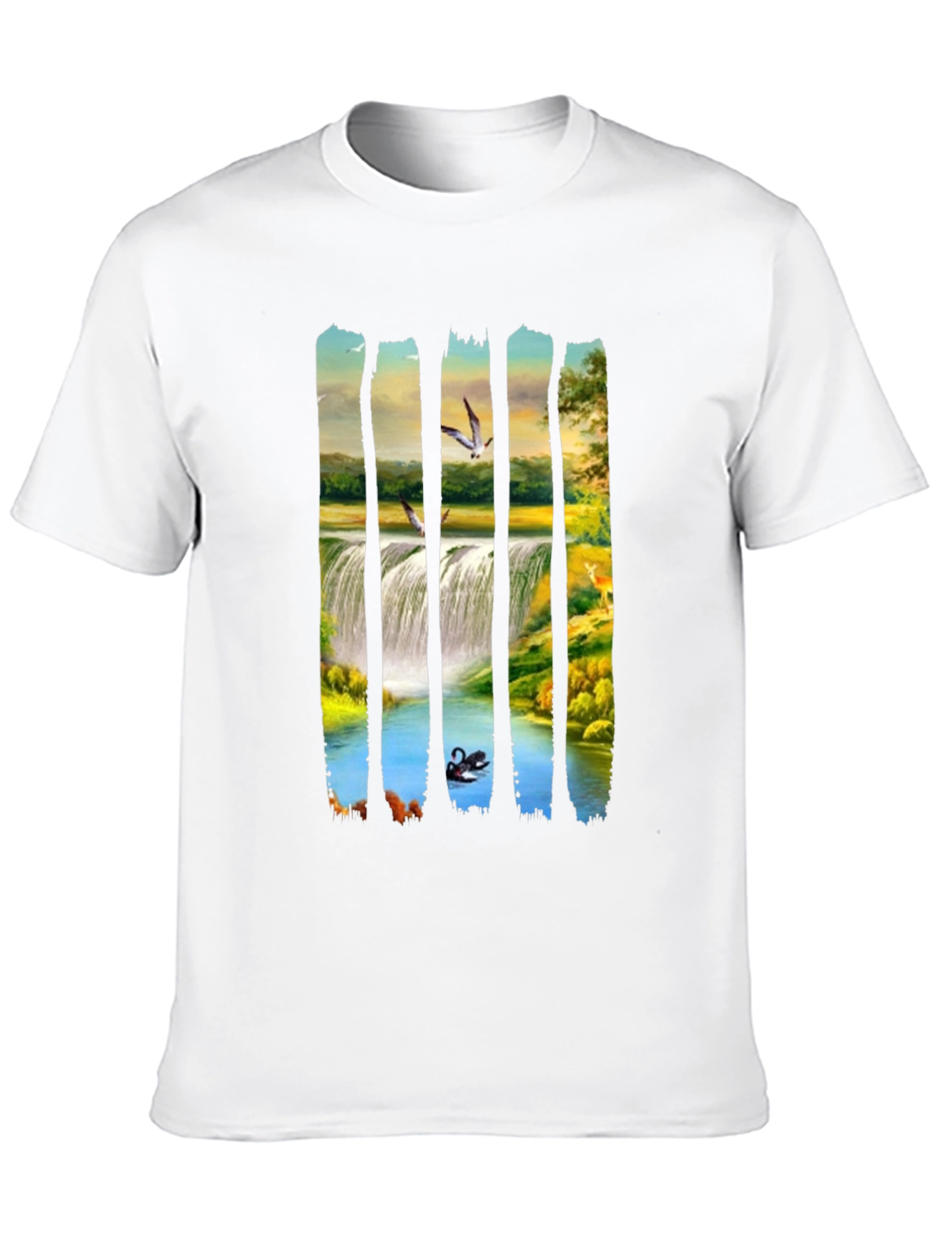 Waterfall Scene Graphic Black Tee
