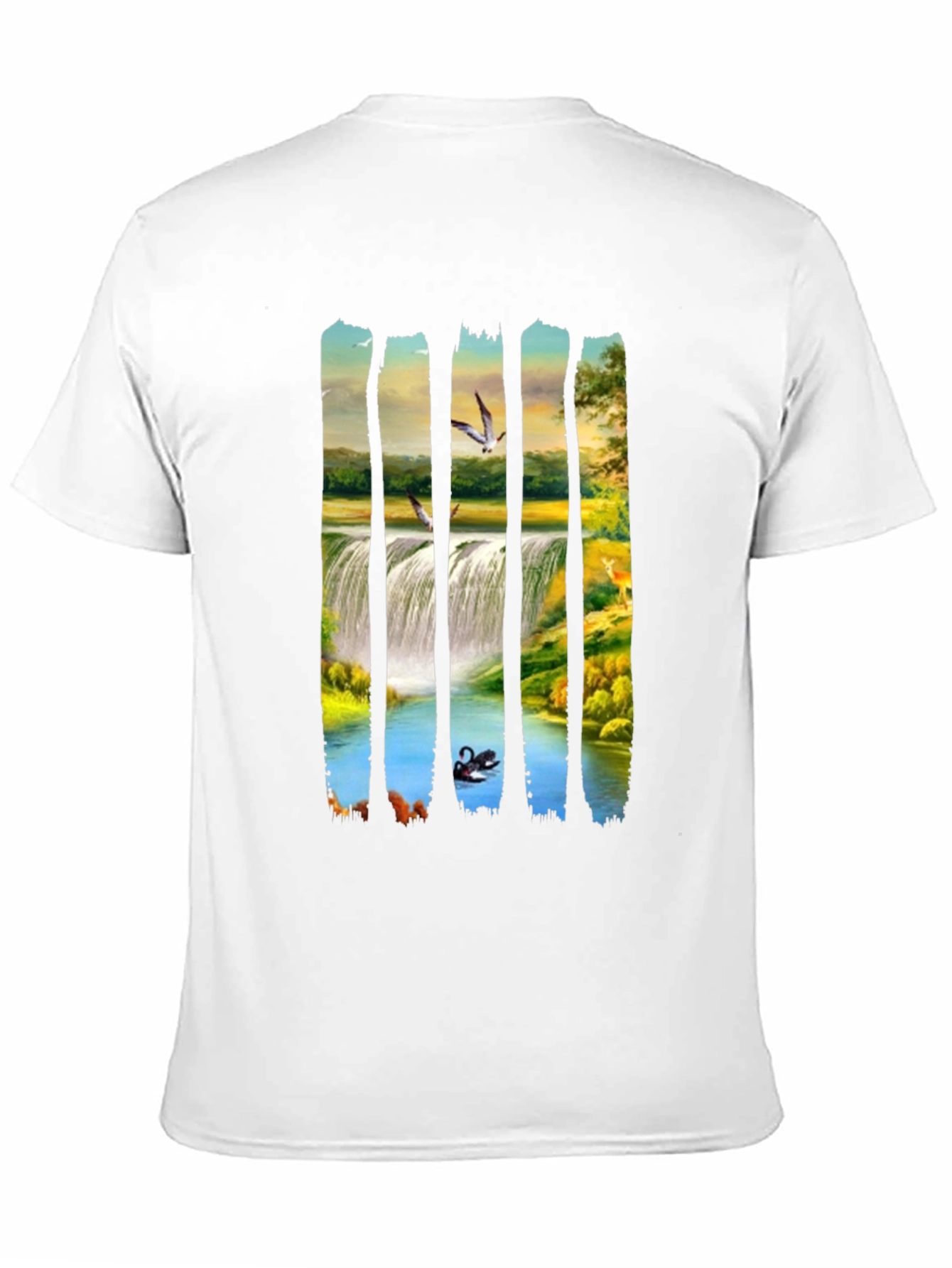 Waterfall Scene Graphic Black Tee