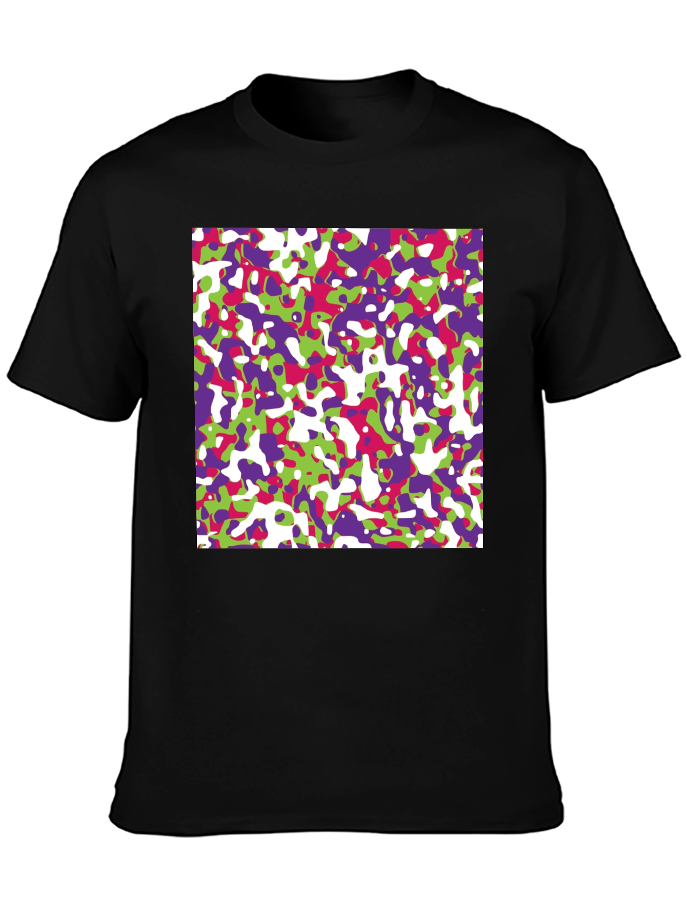 Abstract Camo Print Black T-Shirt