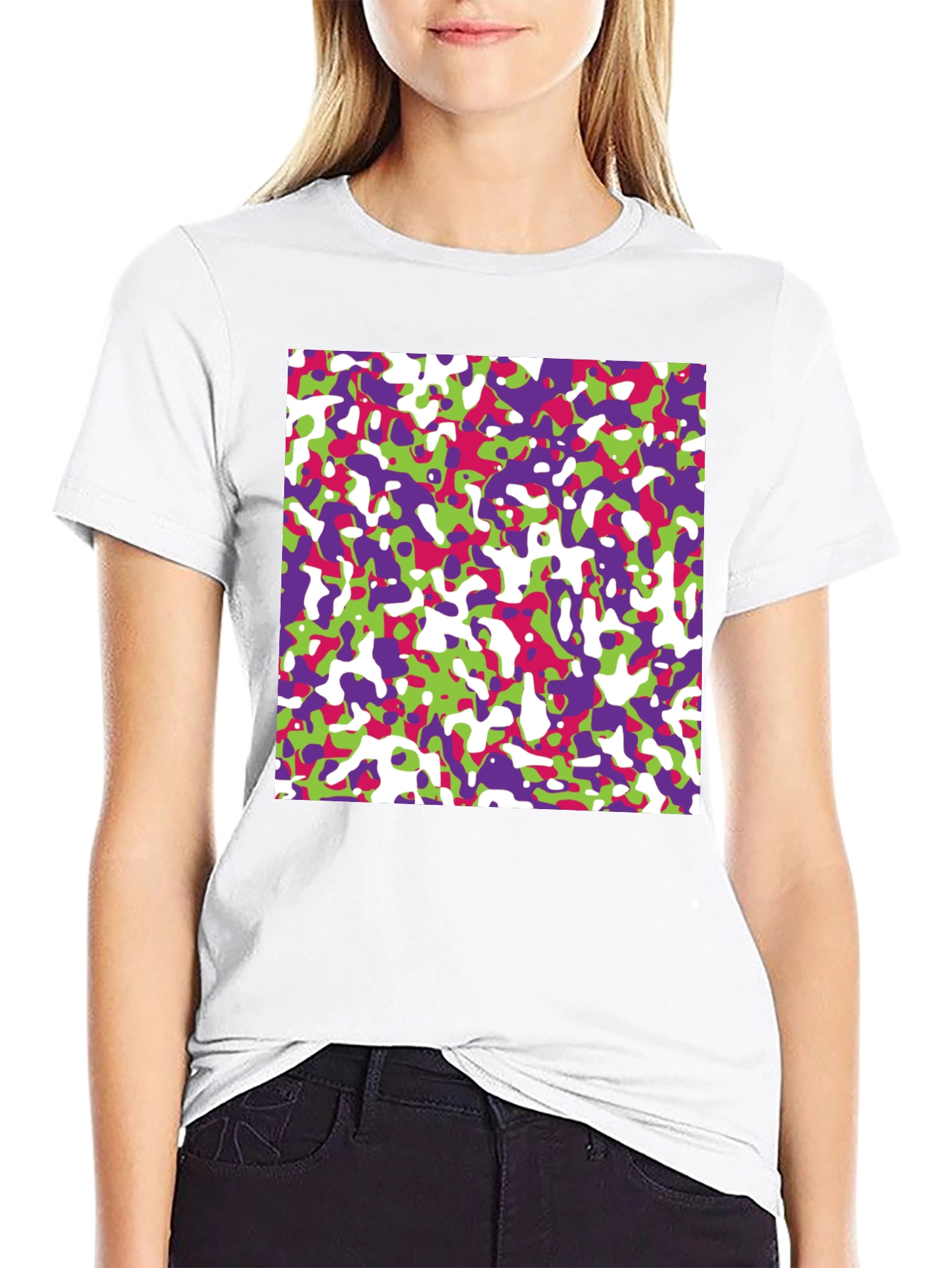 Abstract Camo Print Black T-Shirt