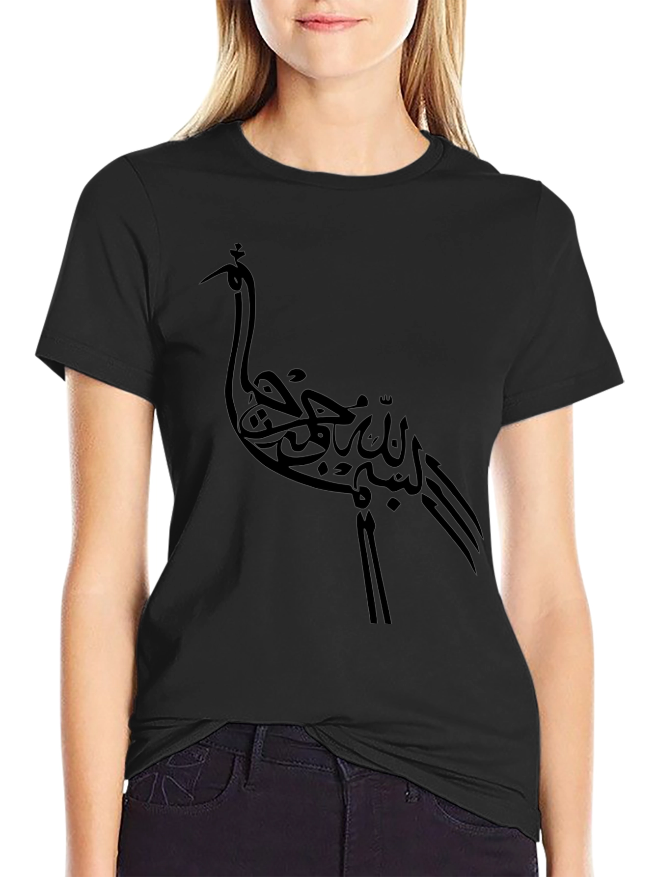 Artistic Crane Graphic T-Shirt - Unique Design