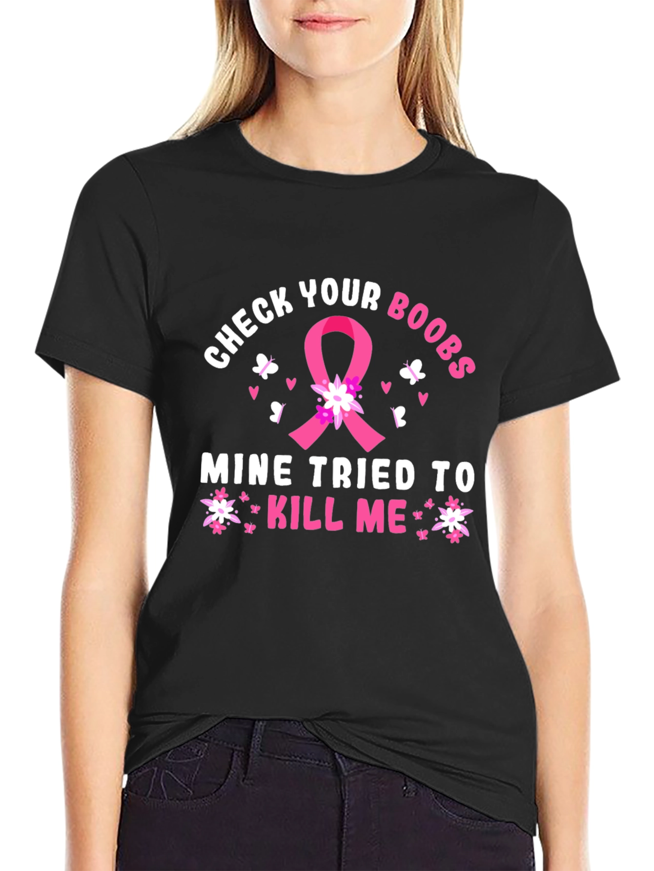 Check Your Boobs Breast Cancer Awareness T-Shirt