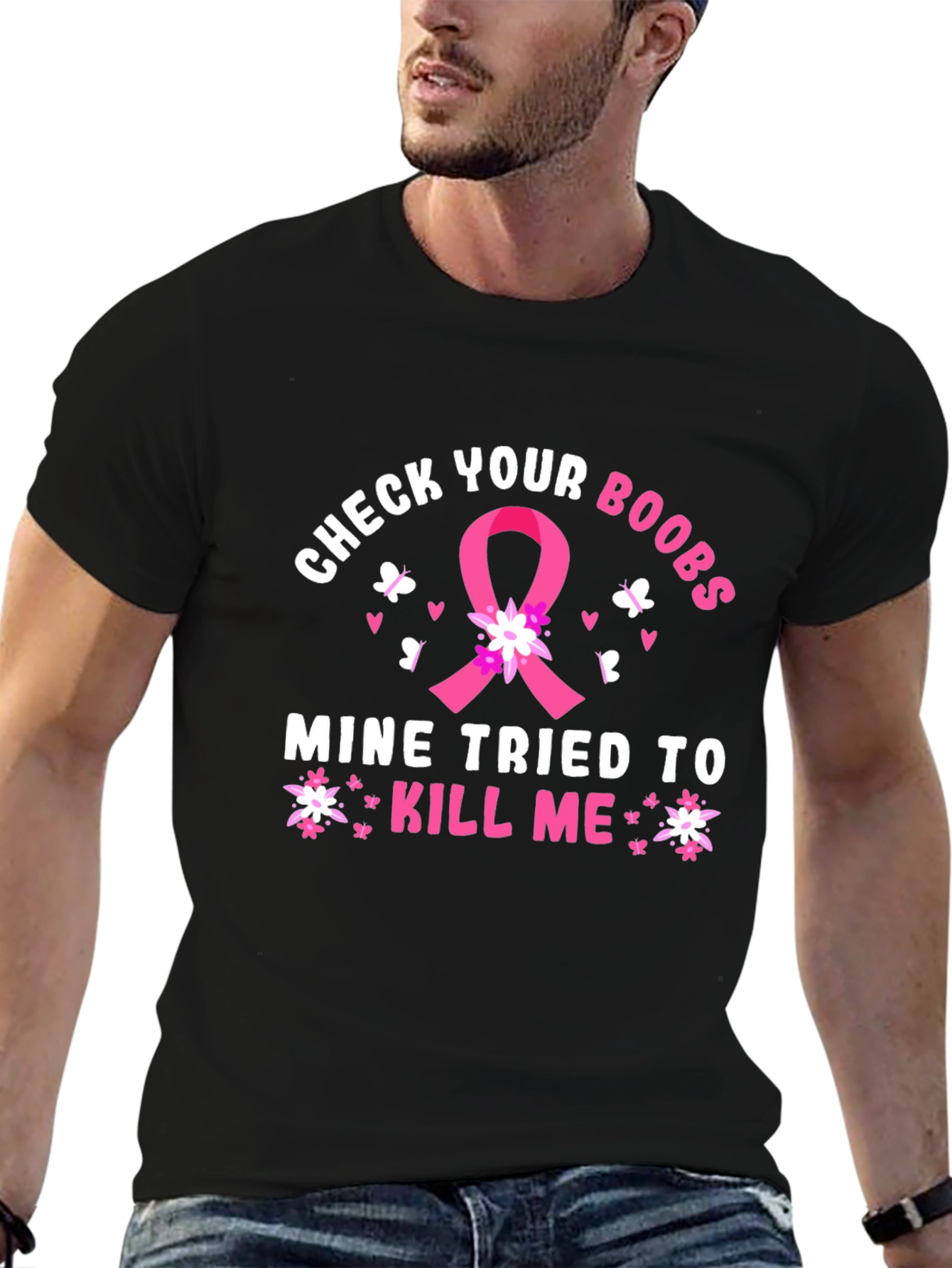 Check Your Boobs Breast Cancer Awareness T-Shirt
