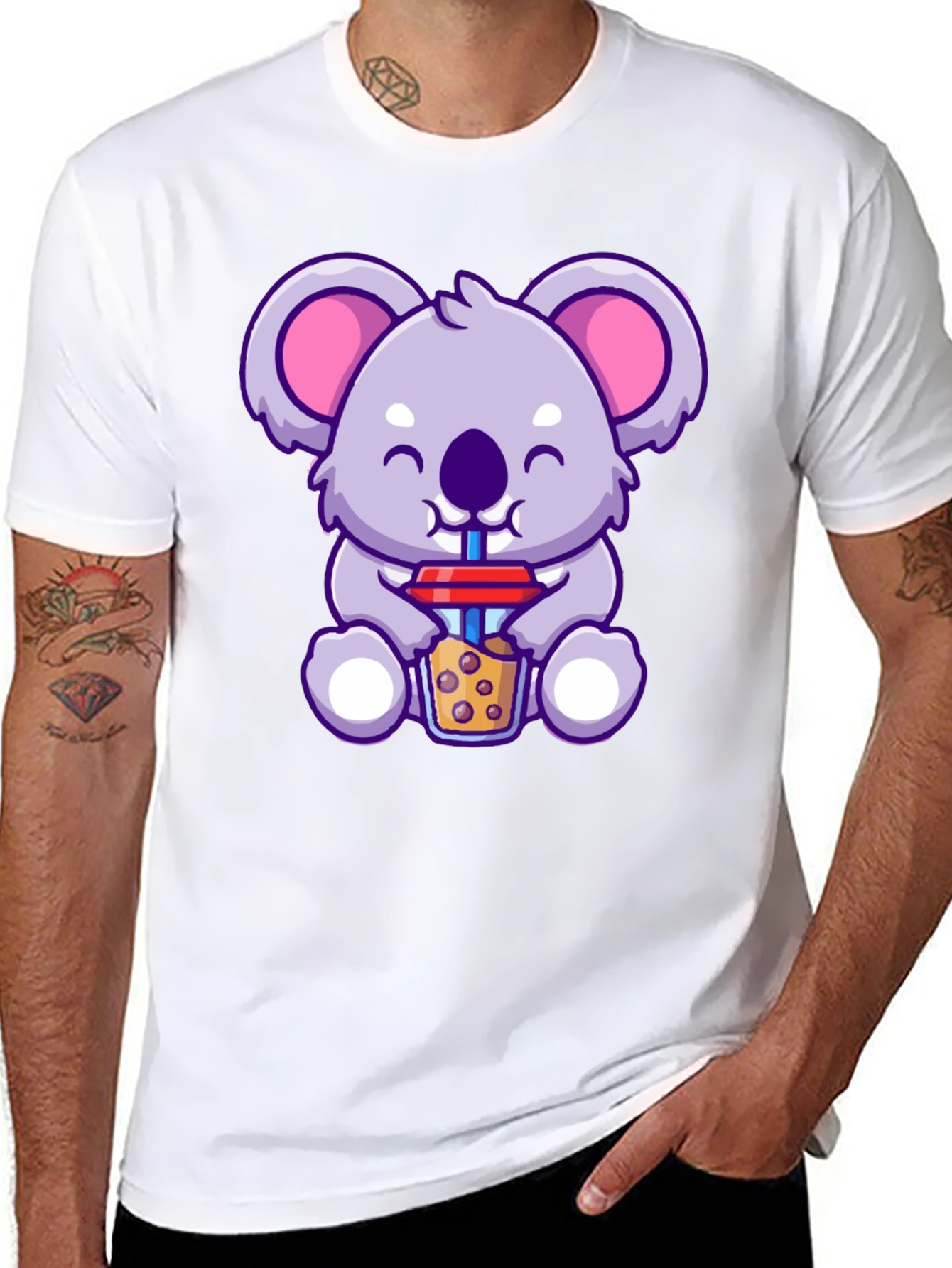 Cute Koala Boba Tea Graphic T-Shirt