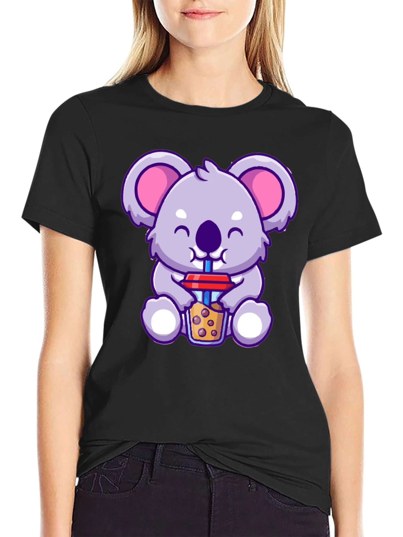 Cute Koala Boba Tea Graphic T-Shirt