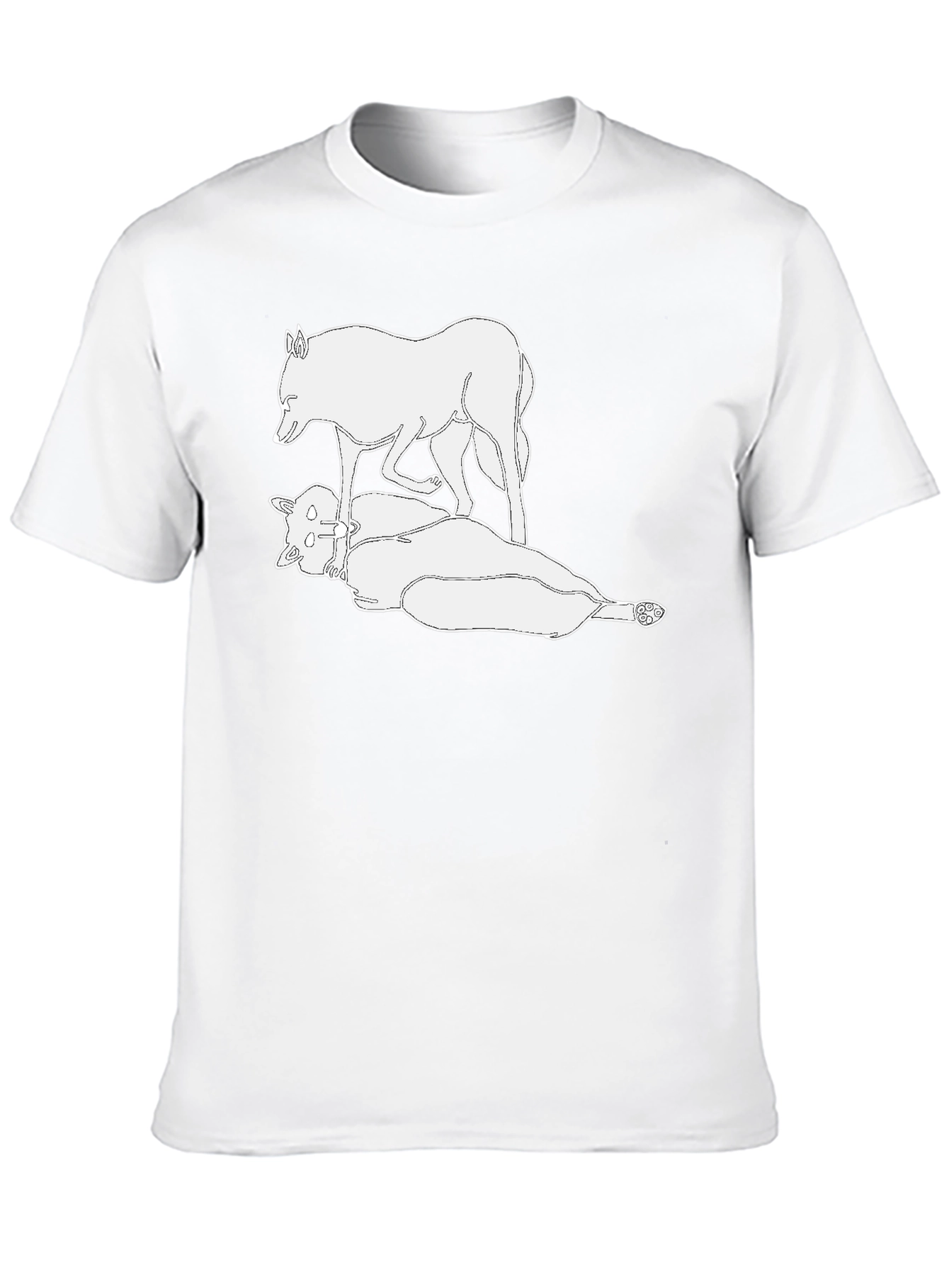 Black T-Shirt with White Wolf Design