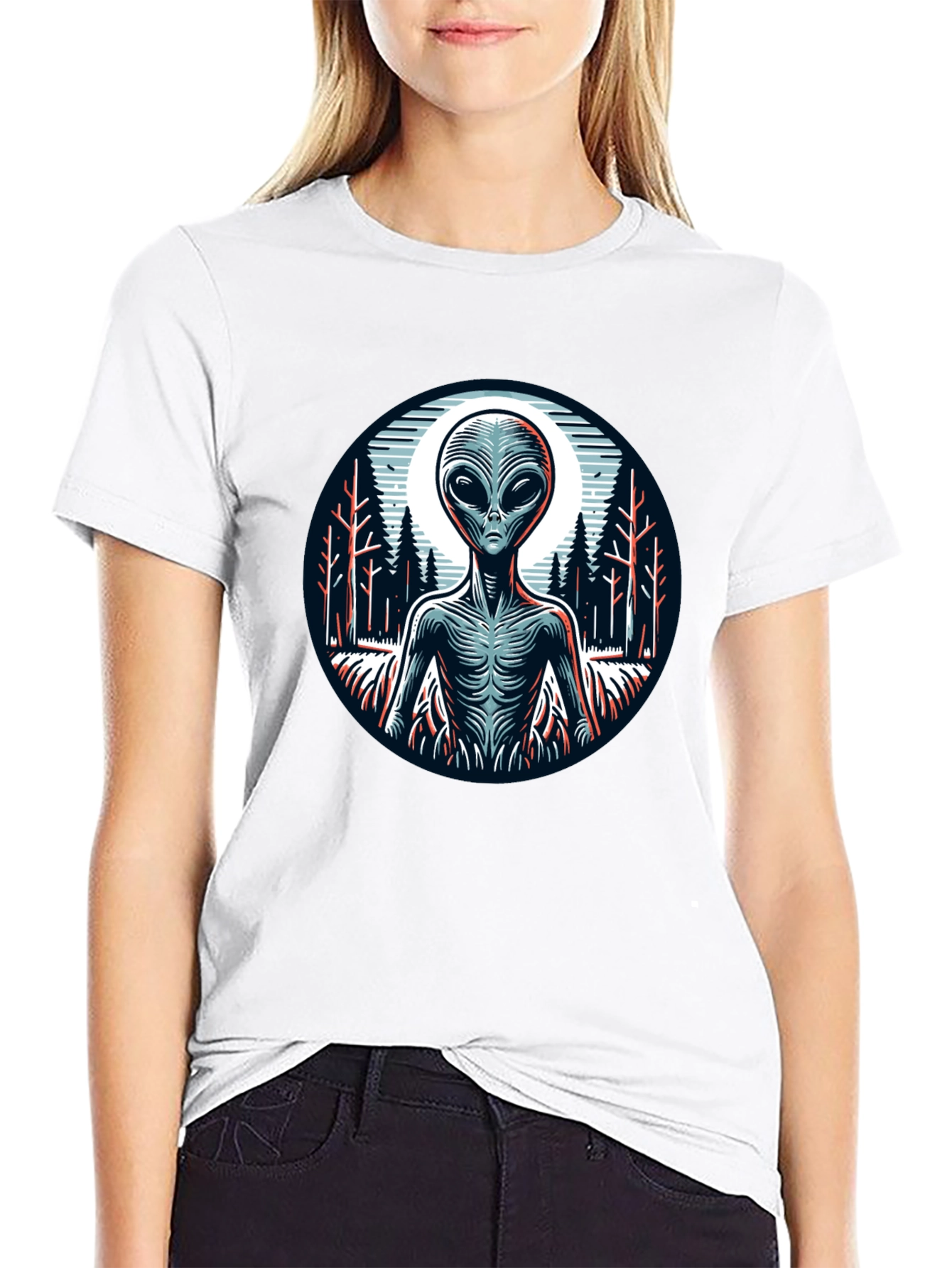Alien Graphic Print Black T-Shirt