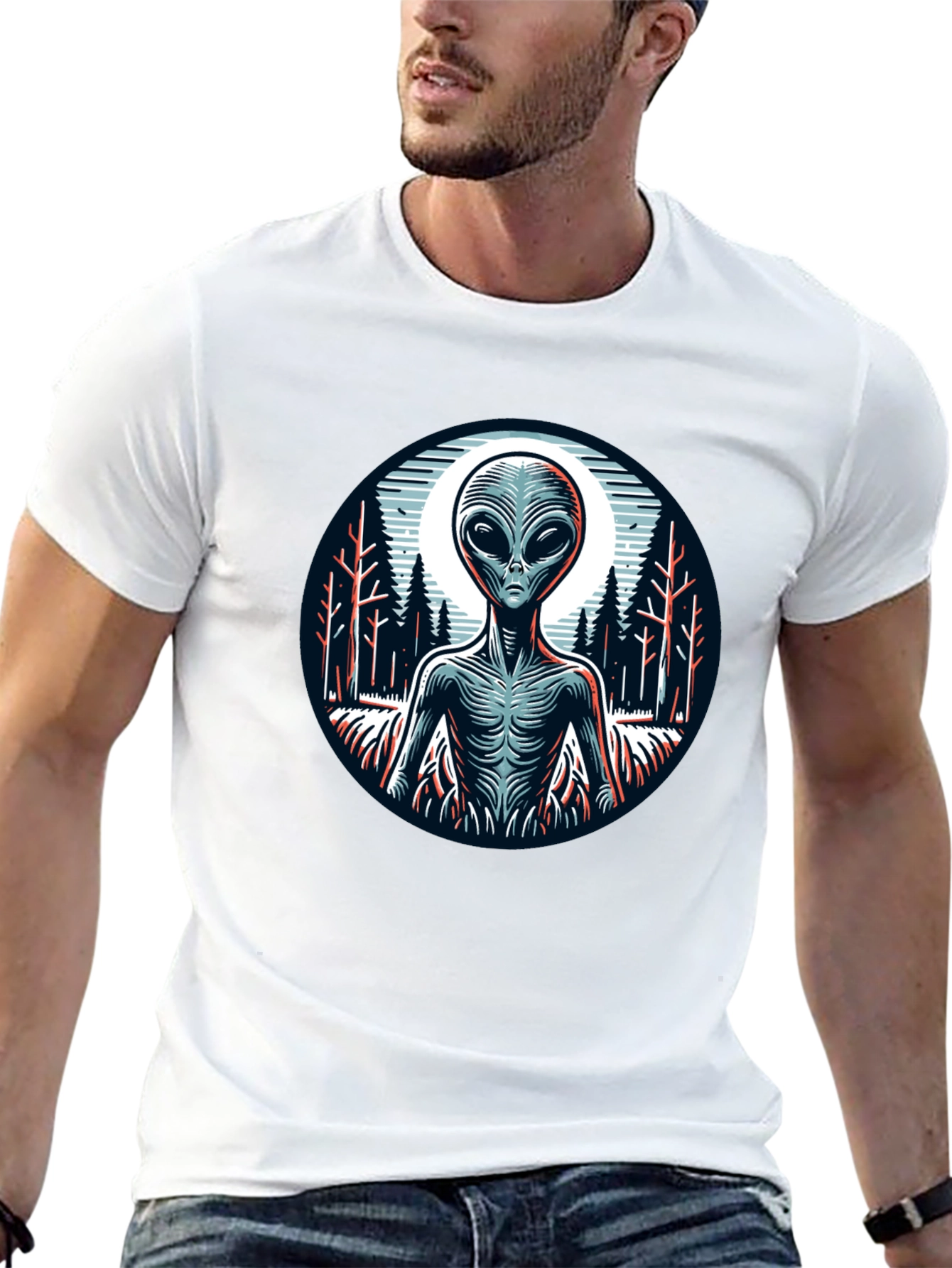 Alien Graphic Print Black T-Shirt