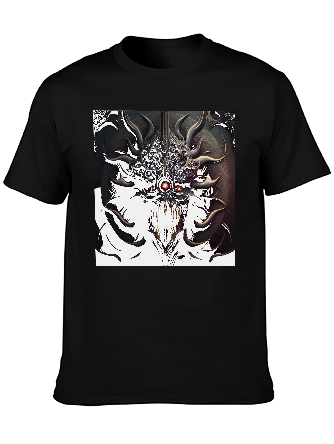 Abstract Creature Graphic Tee - Black Cotton T-Shirt