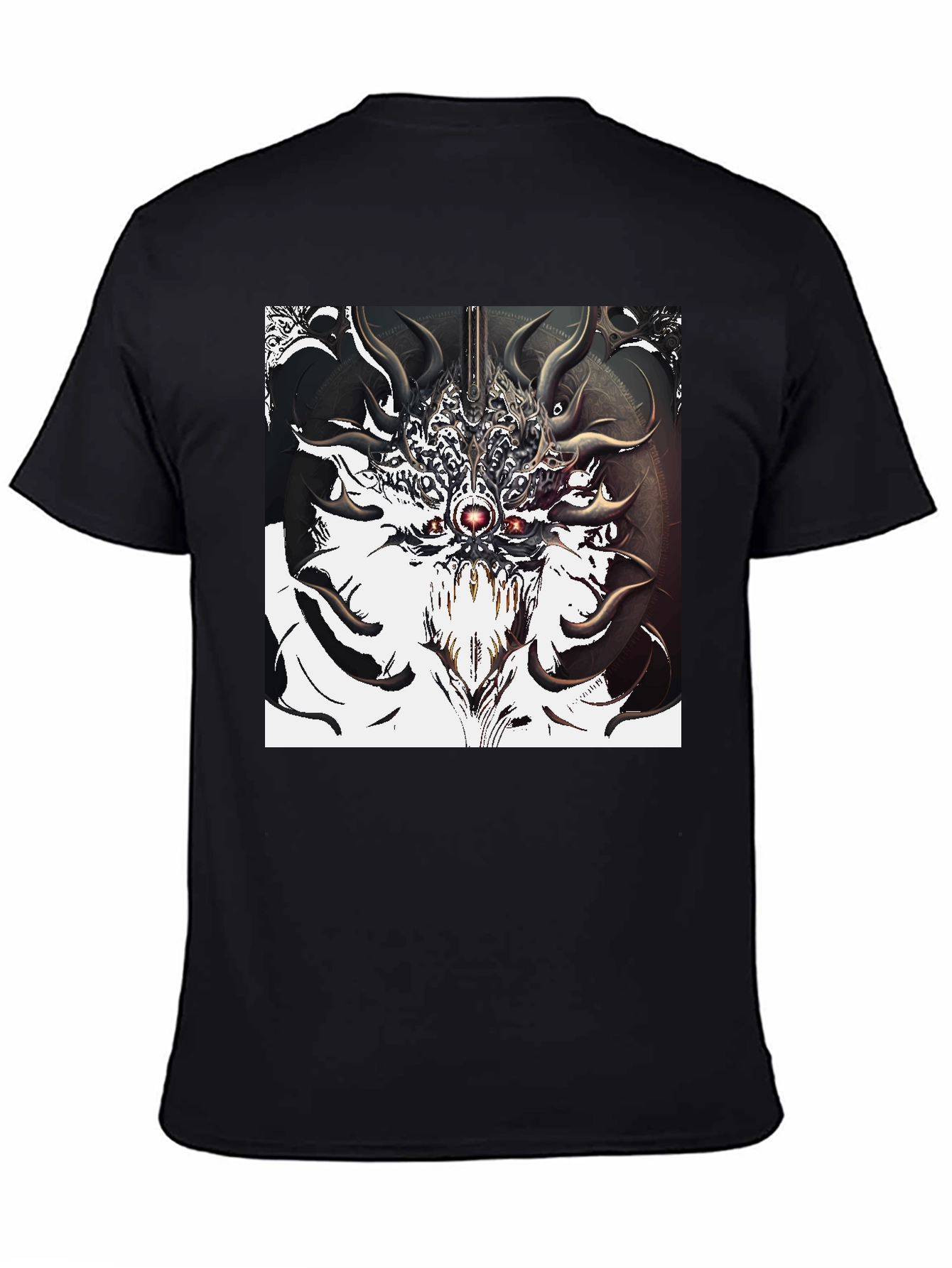 Abstract Creature Graphic Tee - Black Cotton T-Shirt