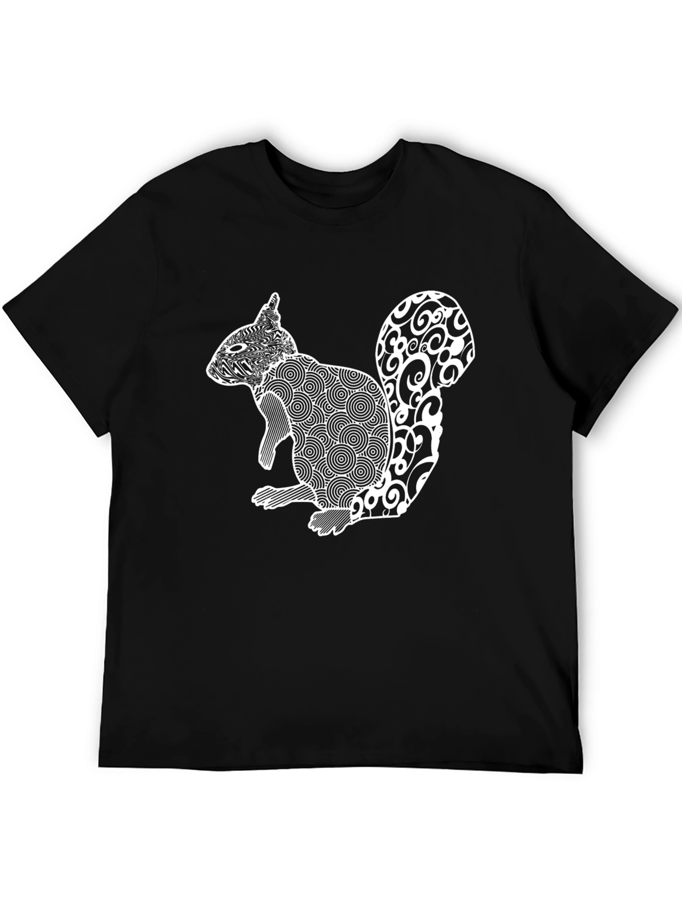 Abstract Squirrel Graphic Print Tee - Black