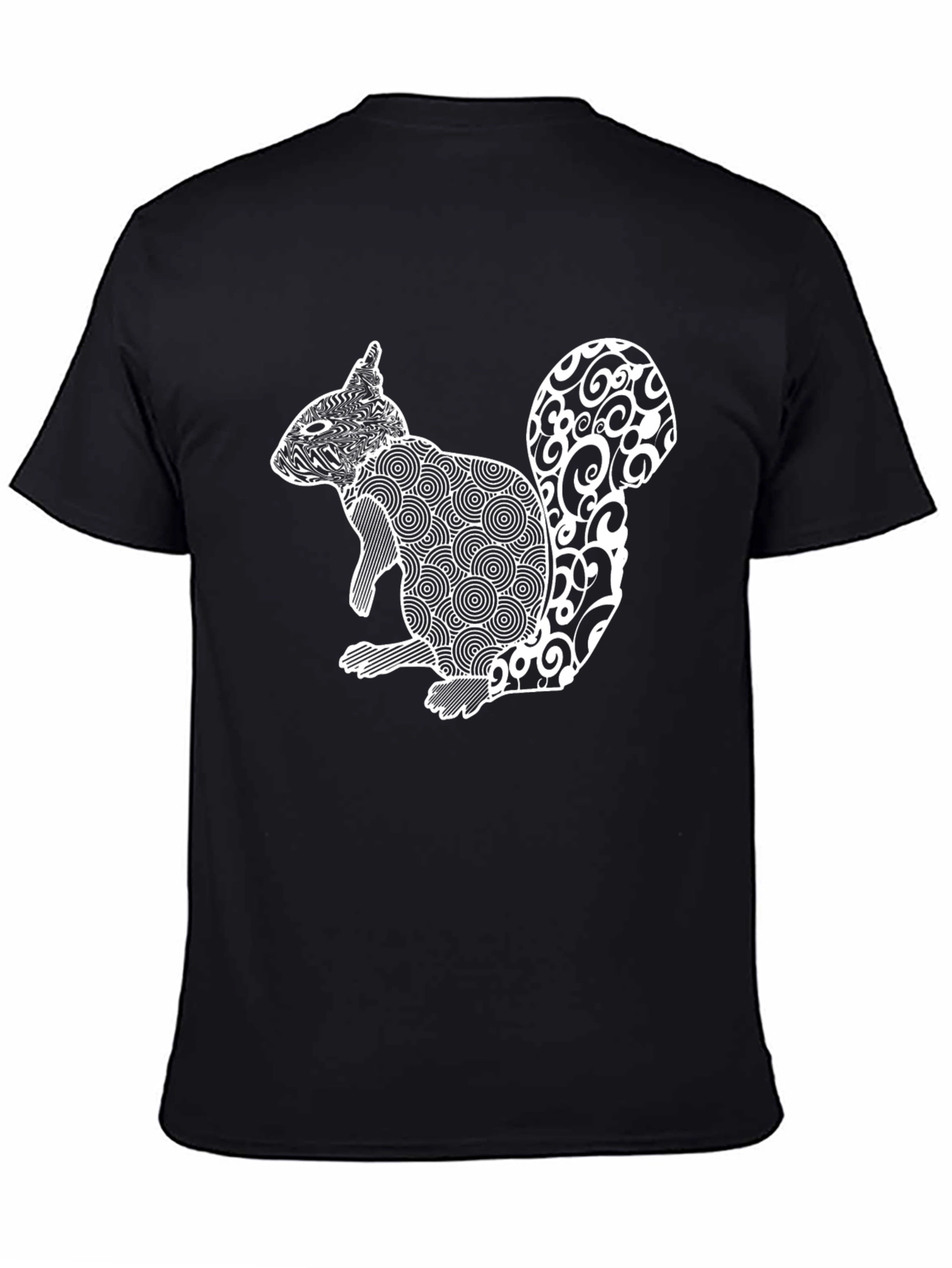 Abstract Squirrel Graphic Print Tee - Black