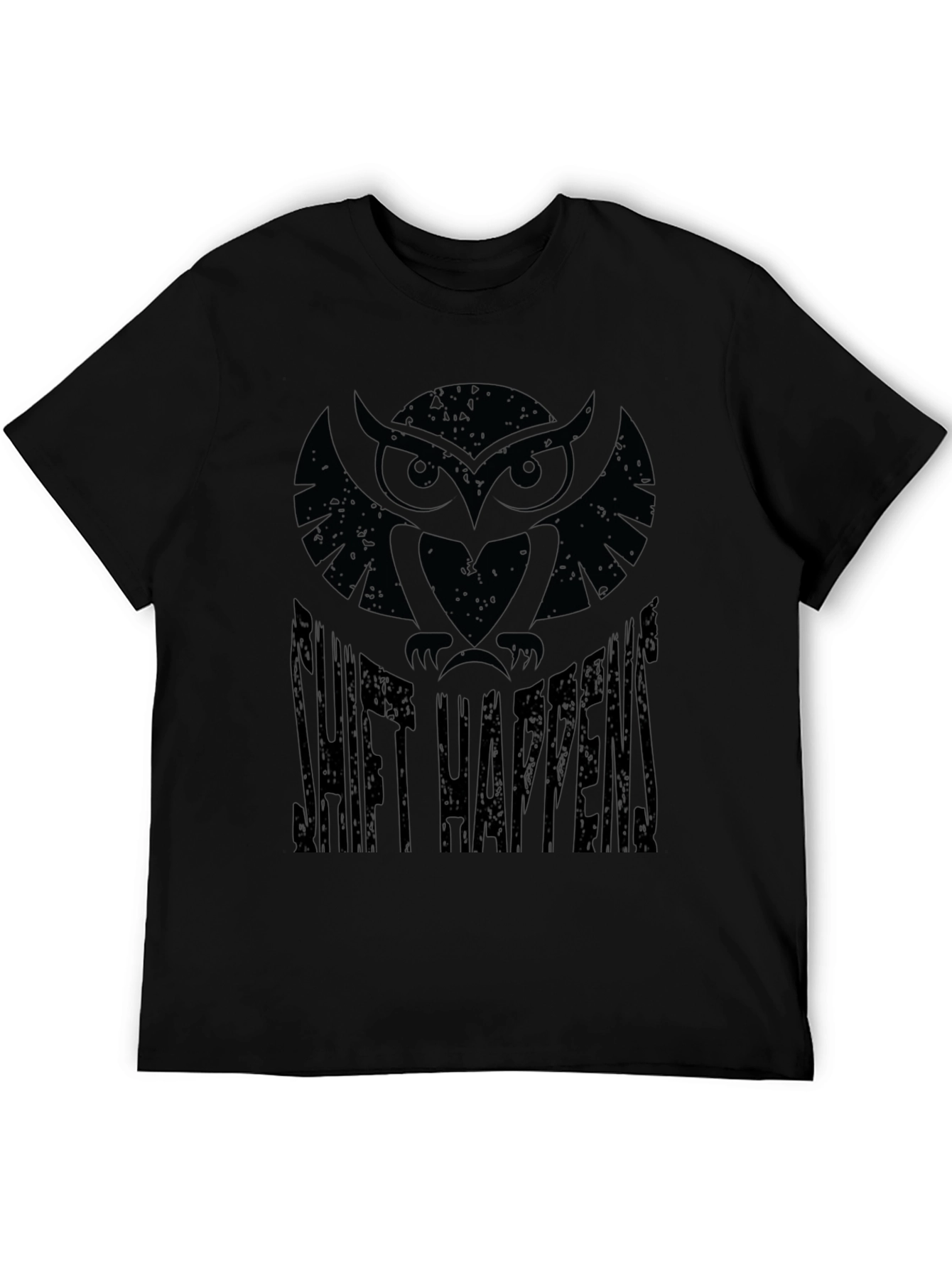 Shift Happens Owl Graphic Print Mens T-Shirt