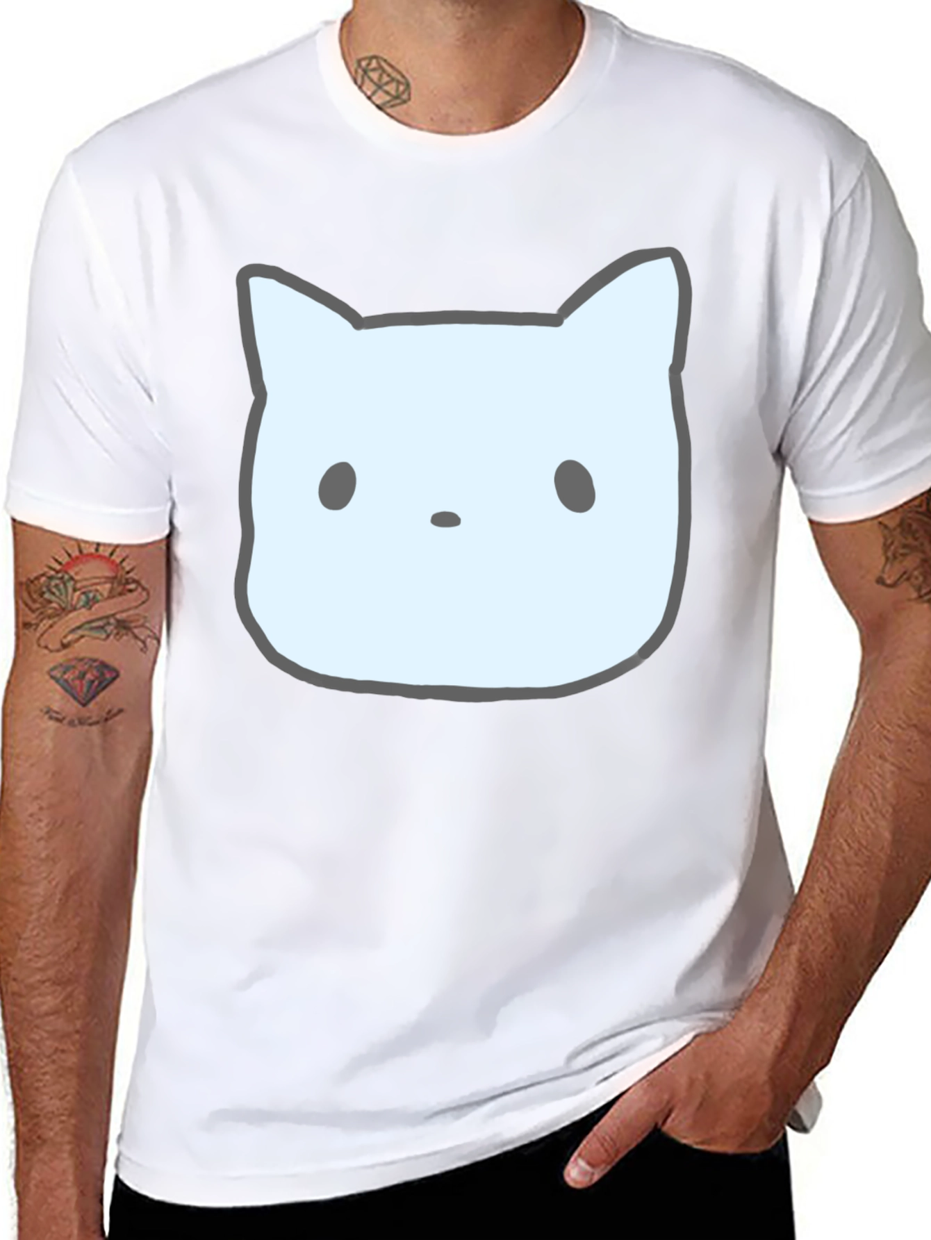 Cute Cat Face Graphic Tee - Unisex Black T-Shirt