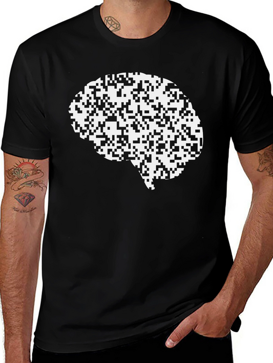 Brain Pixel Art Black T-Shirt - Think Different