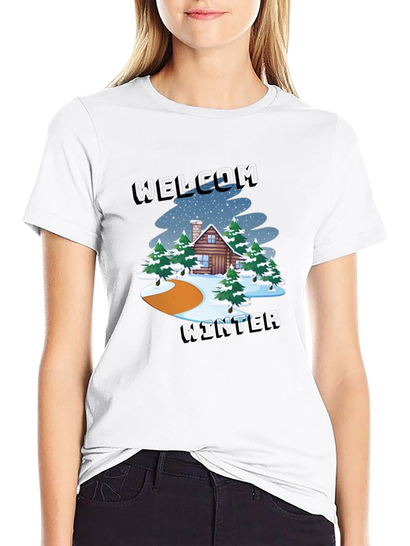 Welcome Winter Cabin Graphic Tee