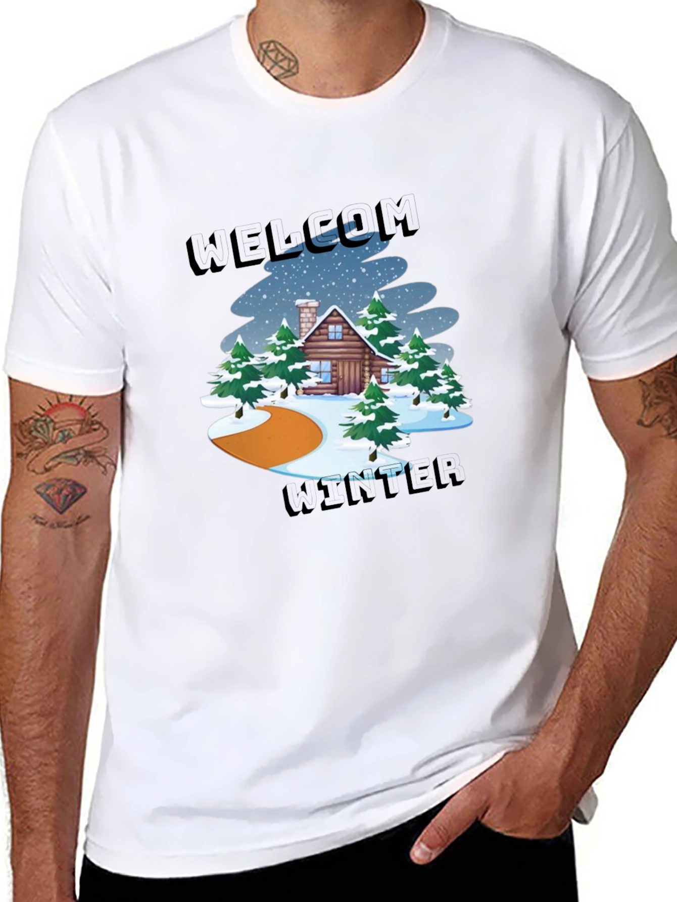 Welcome Winter Cabin Graphic Tee