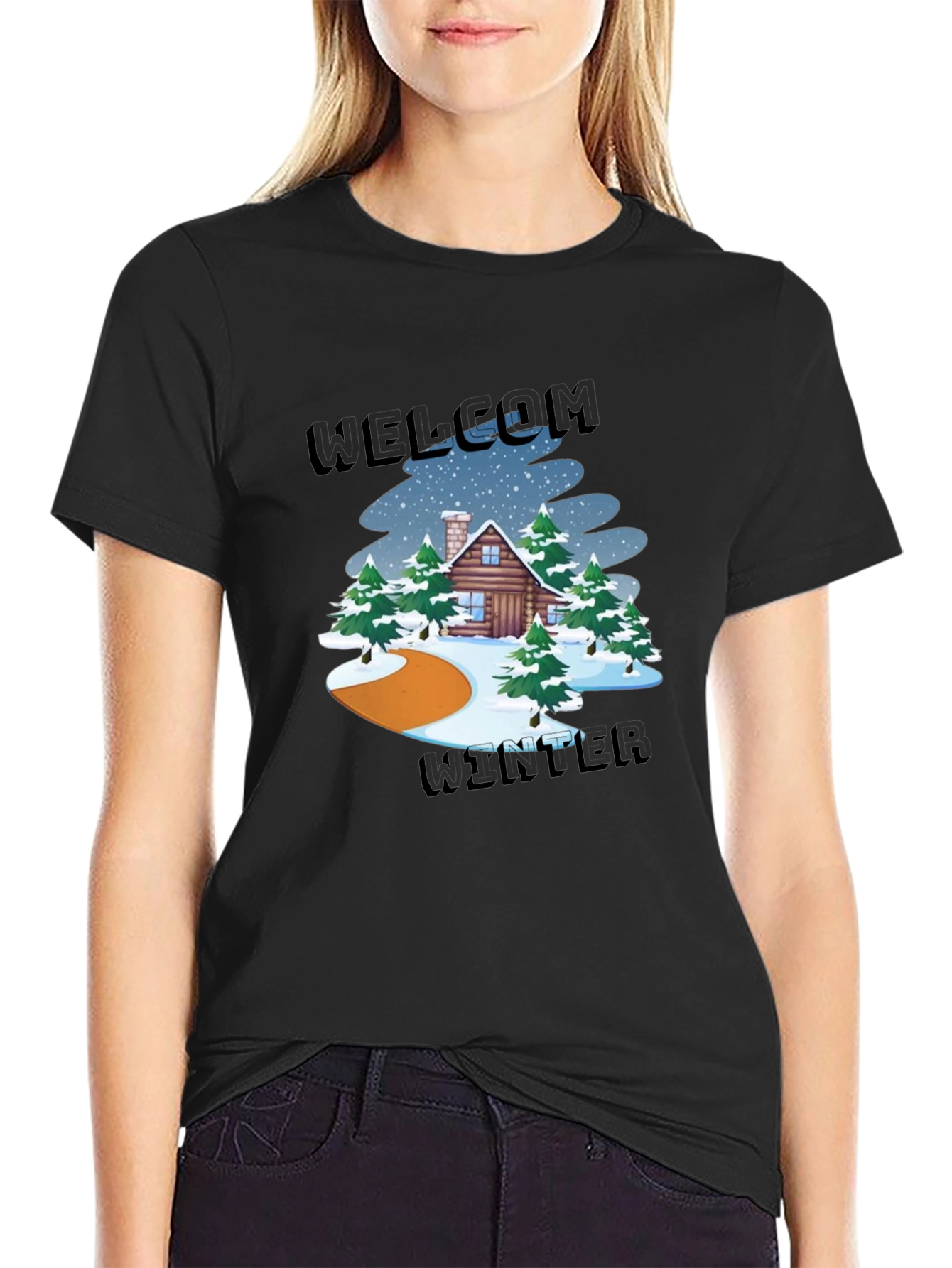 Welcome Winter Cabin Graphic Tee