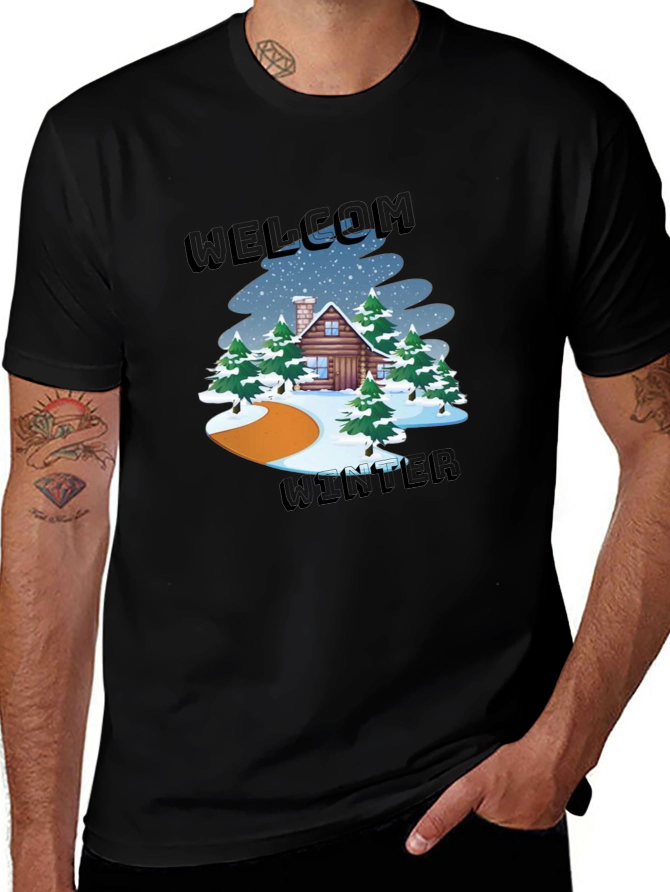 Welcome Winter Cabin Graphic Tee