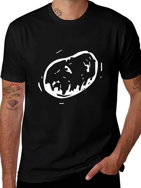 Graphic Black T-Shirt with Abstract Oval Design