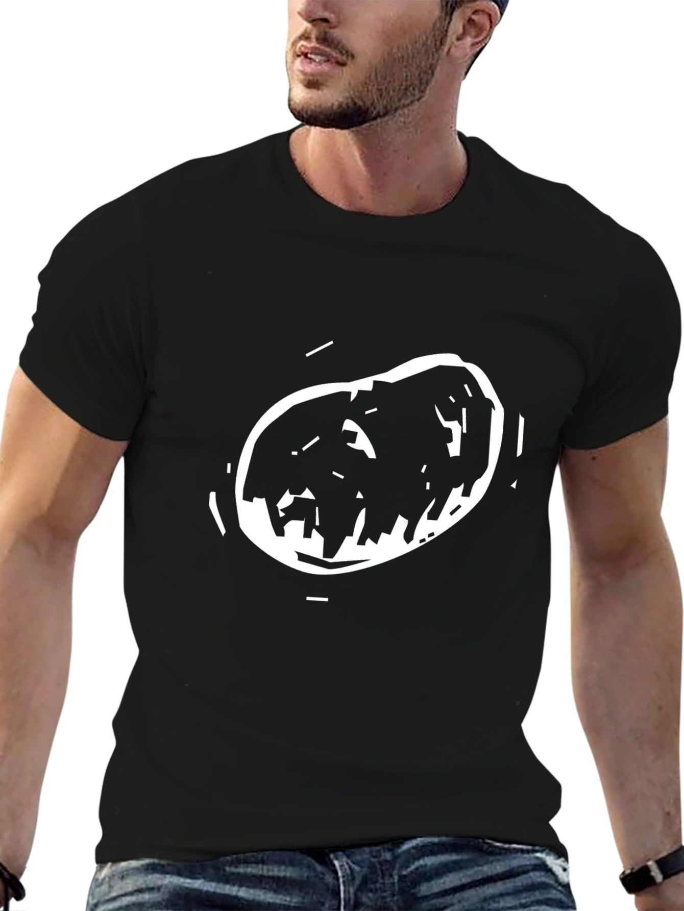 Graphic Black T-Shirt with Abstract Oval Design