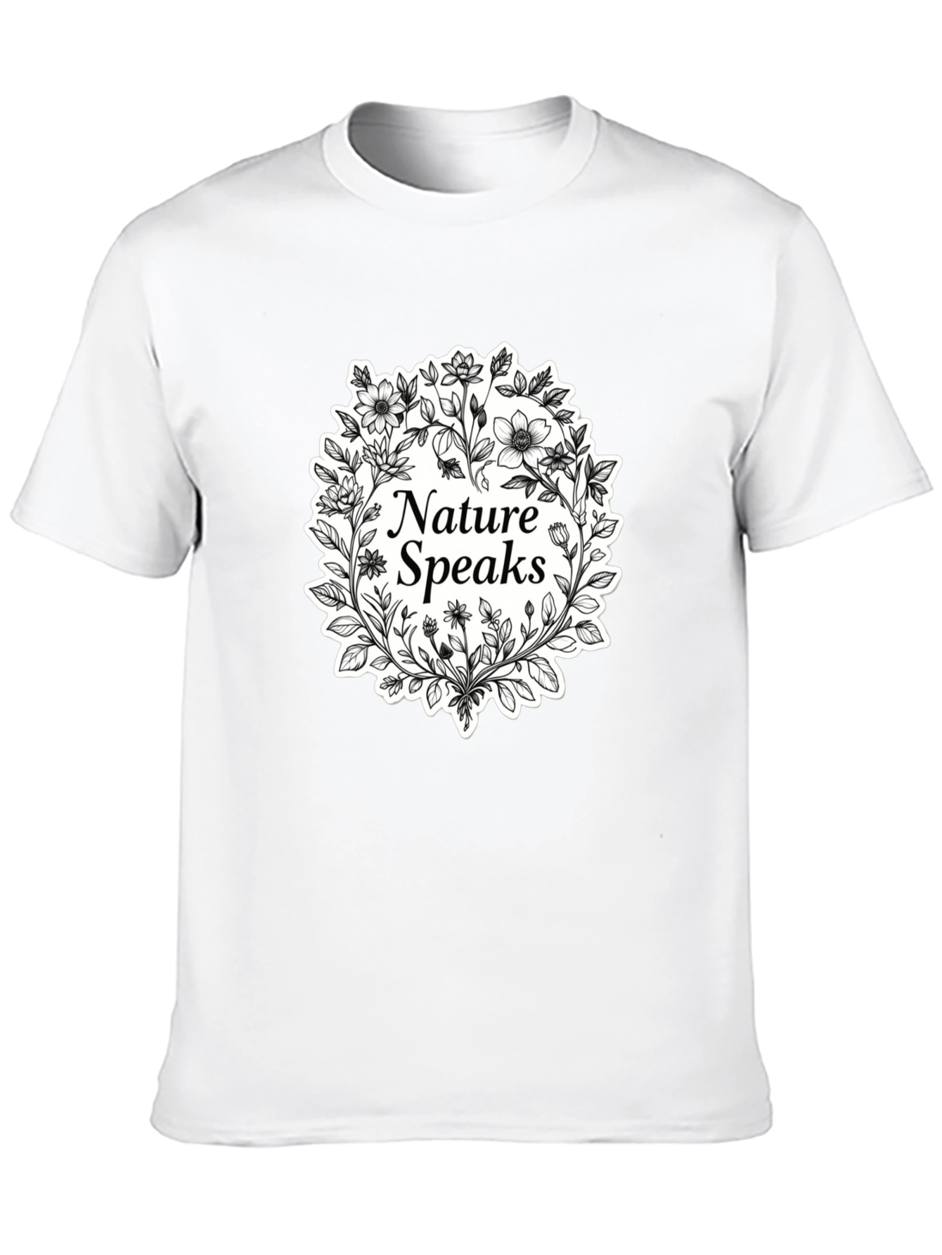 Nature Speaks Black T-Shirt - Floral Design