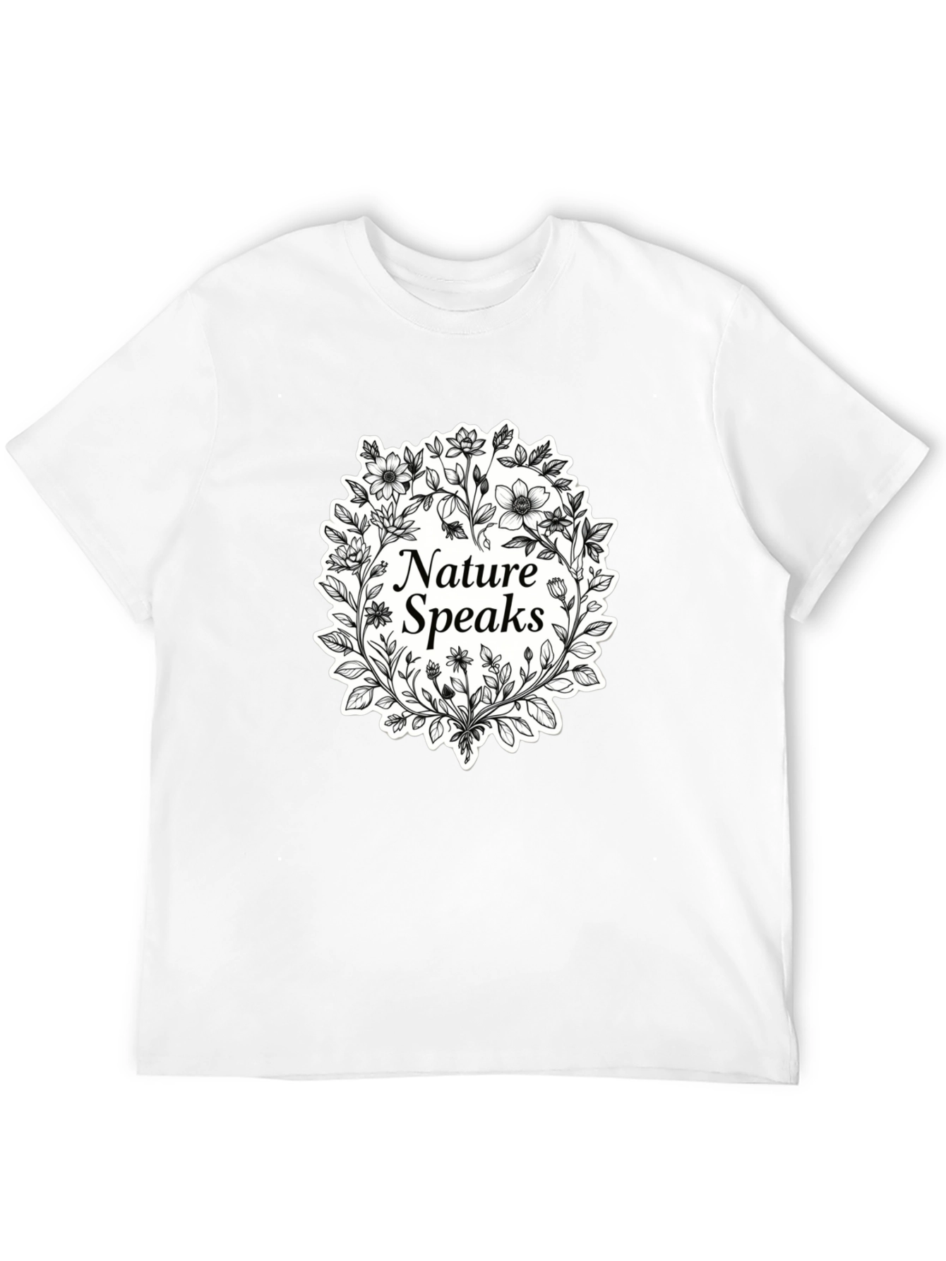 Nature Speaks Black T-Shirt - Floral Design