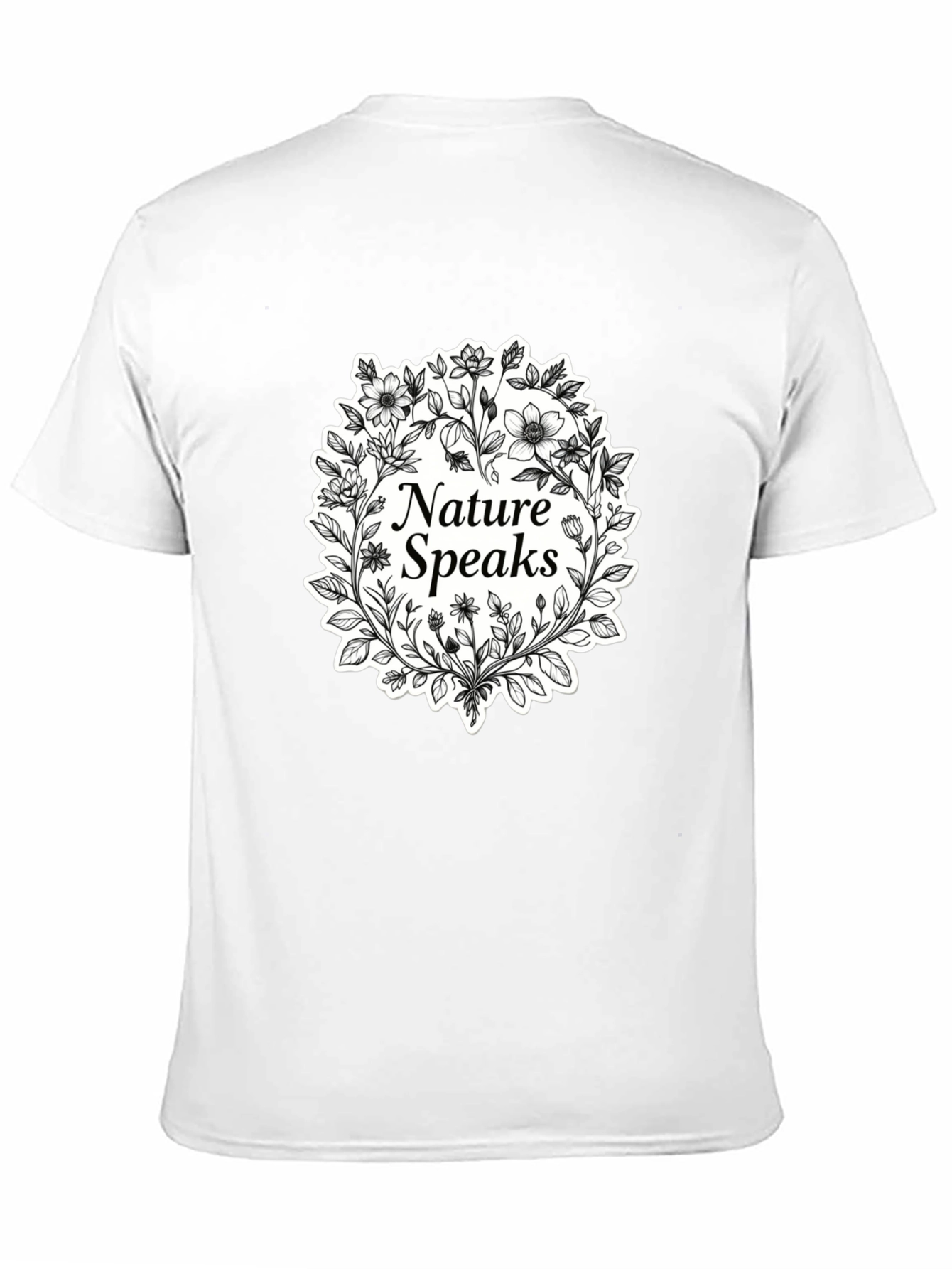 Nature Speaks Black T-Shirt - Floral Design