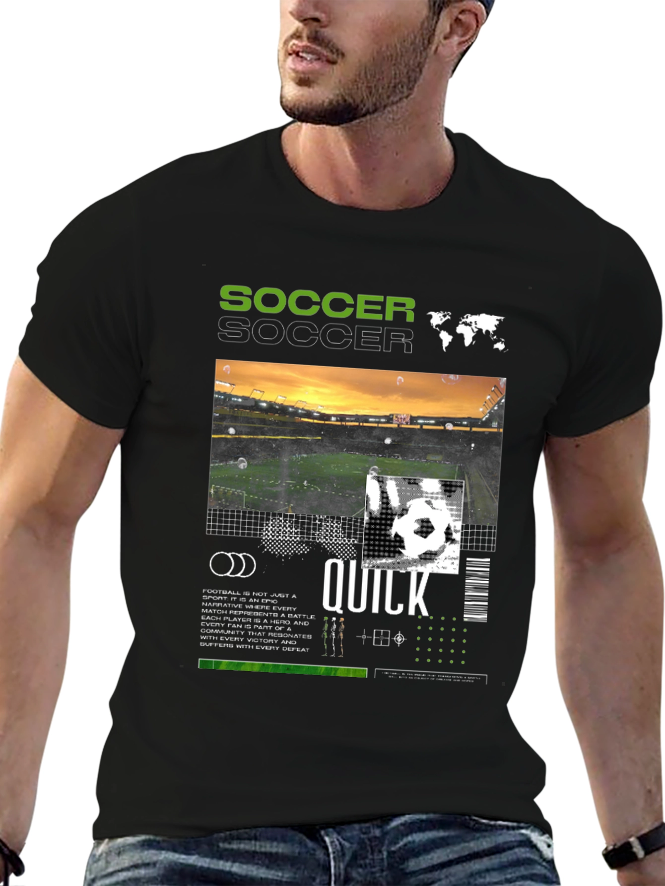 Soccer Graphic Print T-Shirt - Modern Style