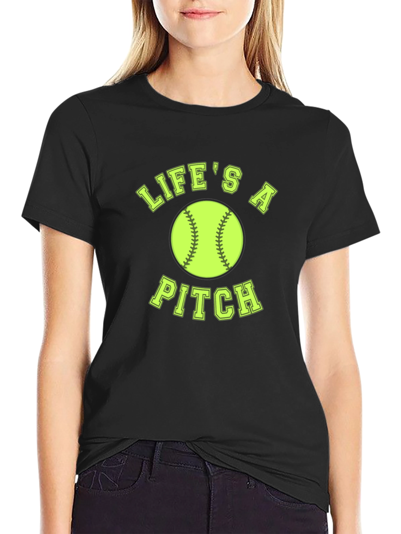 Lifes A Pitch Softball T-Shirt - Black
