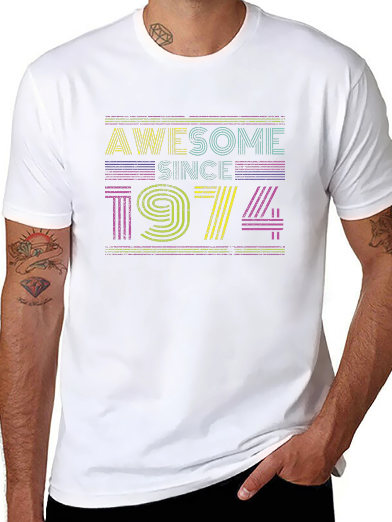 Awesome Since 1974 Graphic Tee - Retro Birthday Shirt