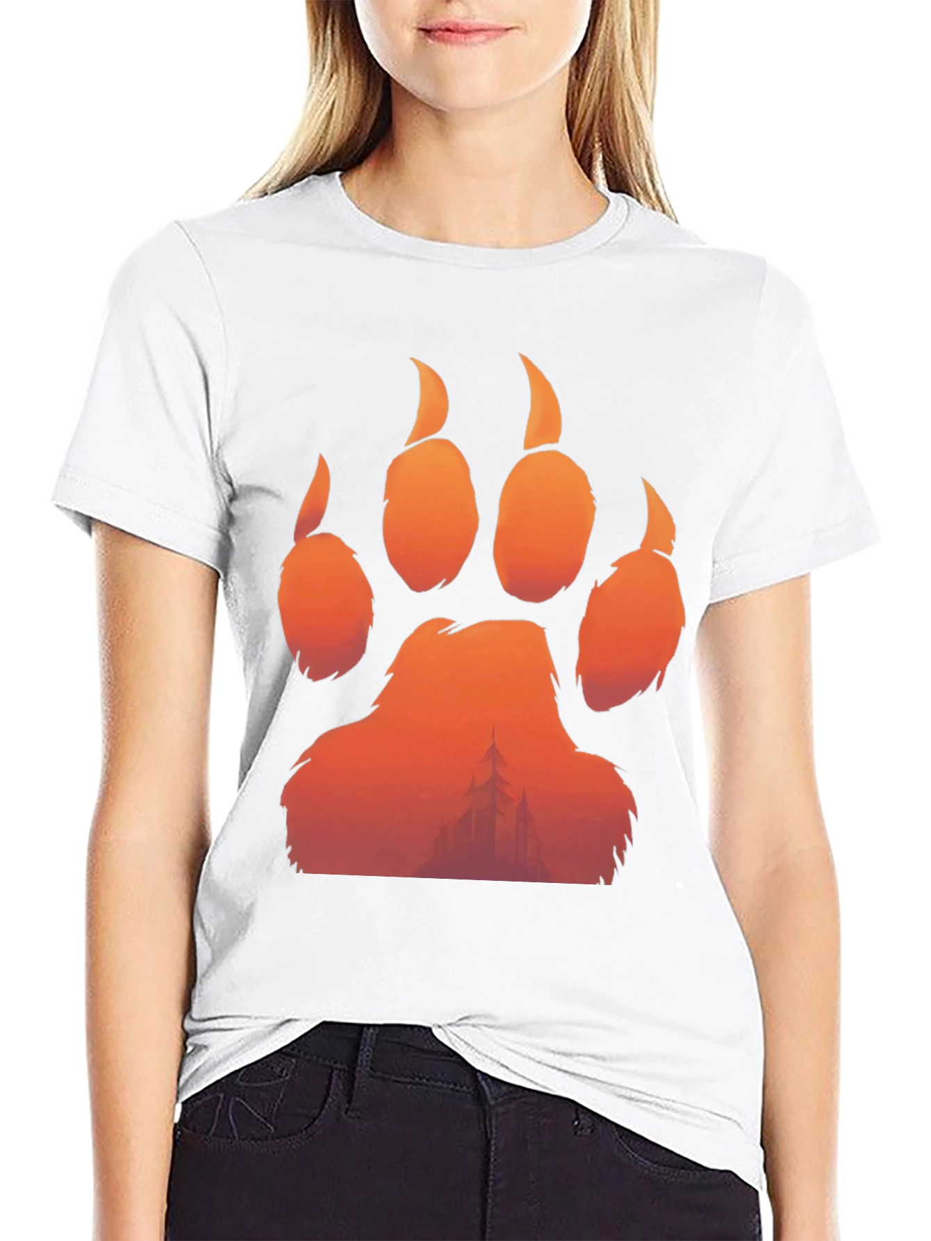 Bear Paw Print Graphic Tee - Nature Inspired Design