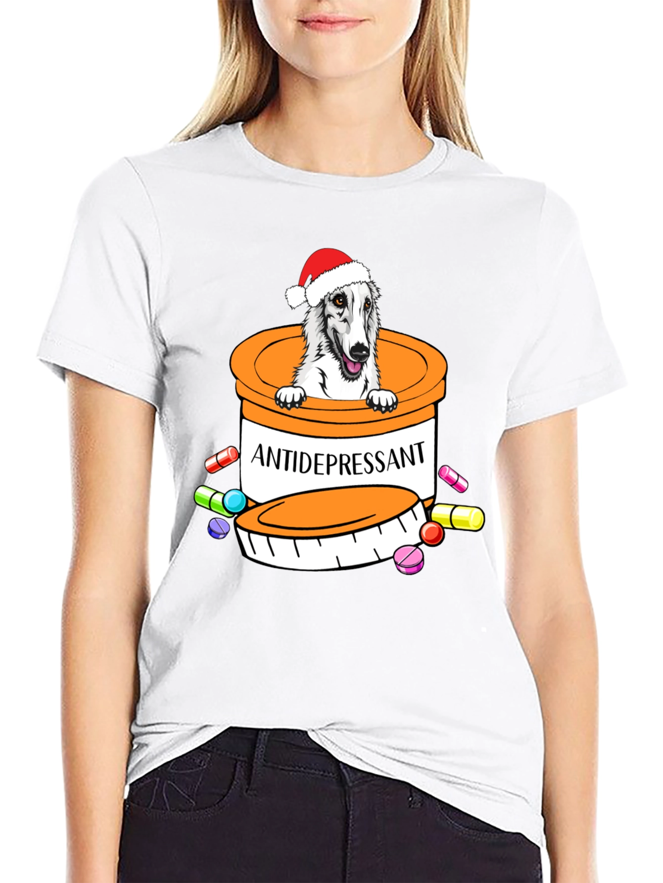Antidepressant Dog Pill Bottle Graphic T-Shirt