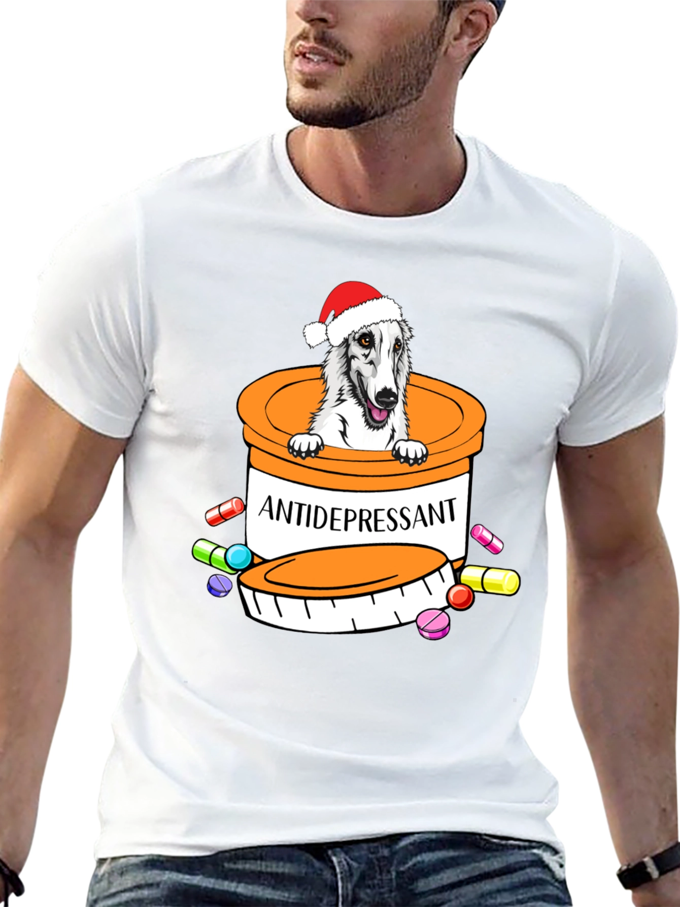 Antidepressant Dog Pill Bottle Graphic T-Shirt