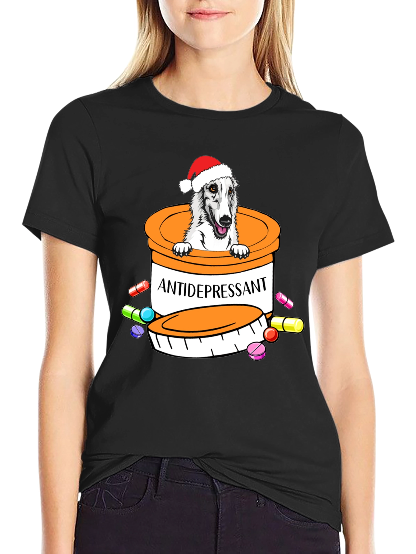 Antidepressant Dog Pill Bottle Graphic T-Shirt