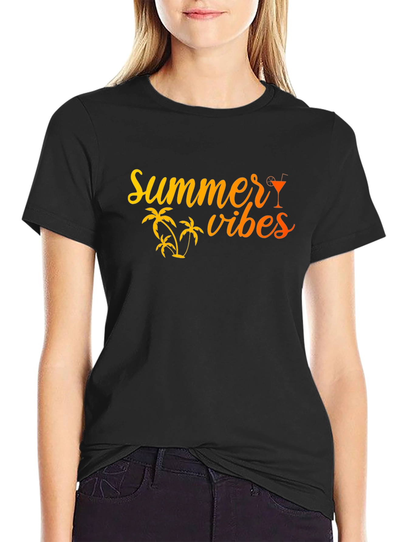 Summer Vibes Black Graphic Tee