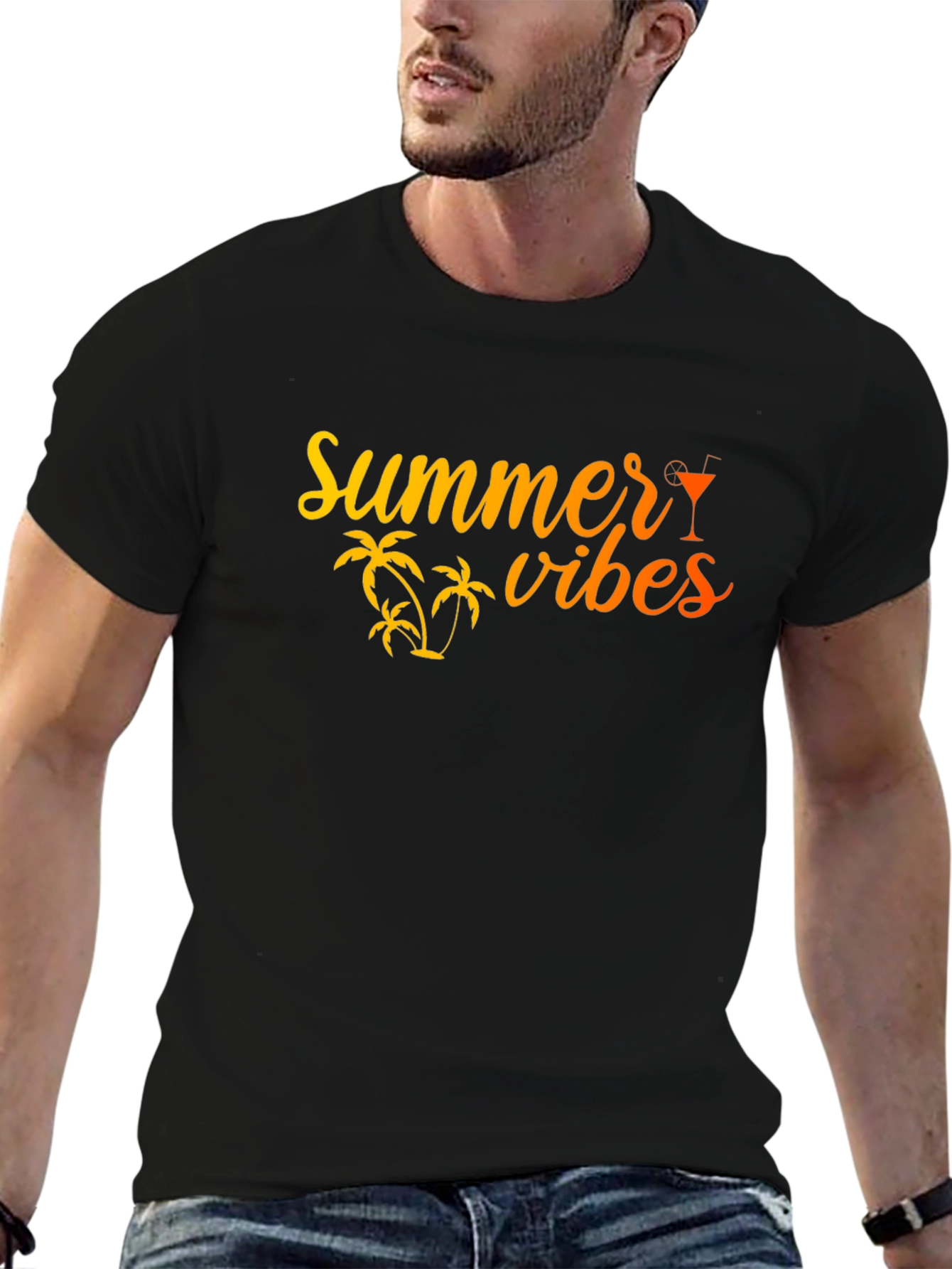 Summer Vibes Black Graphic Tee