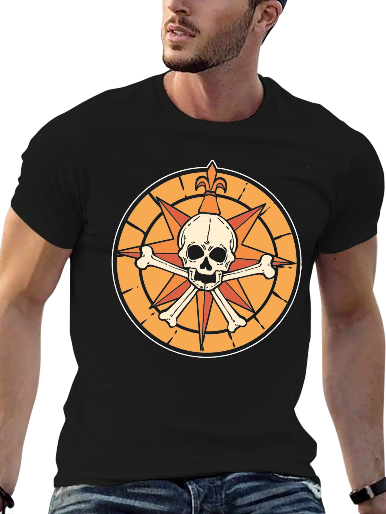 Skull & Crossbones Compass Graphic T-Shirt